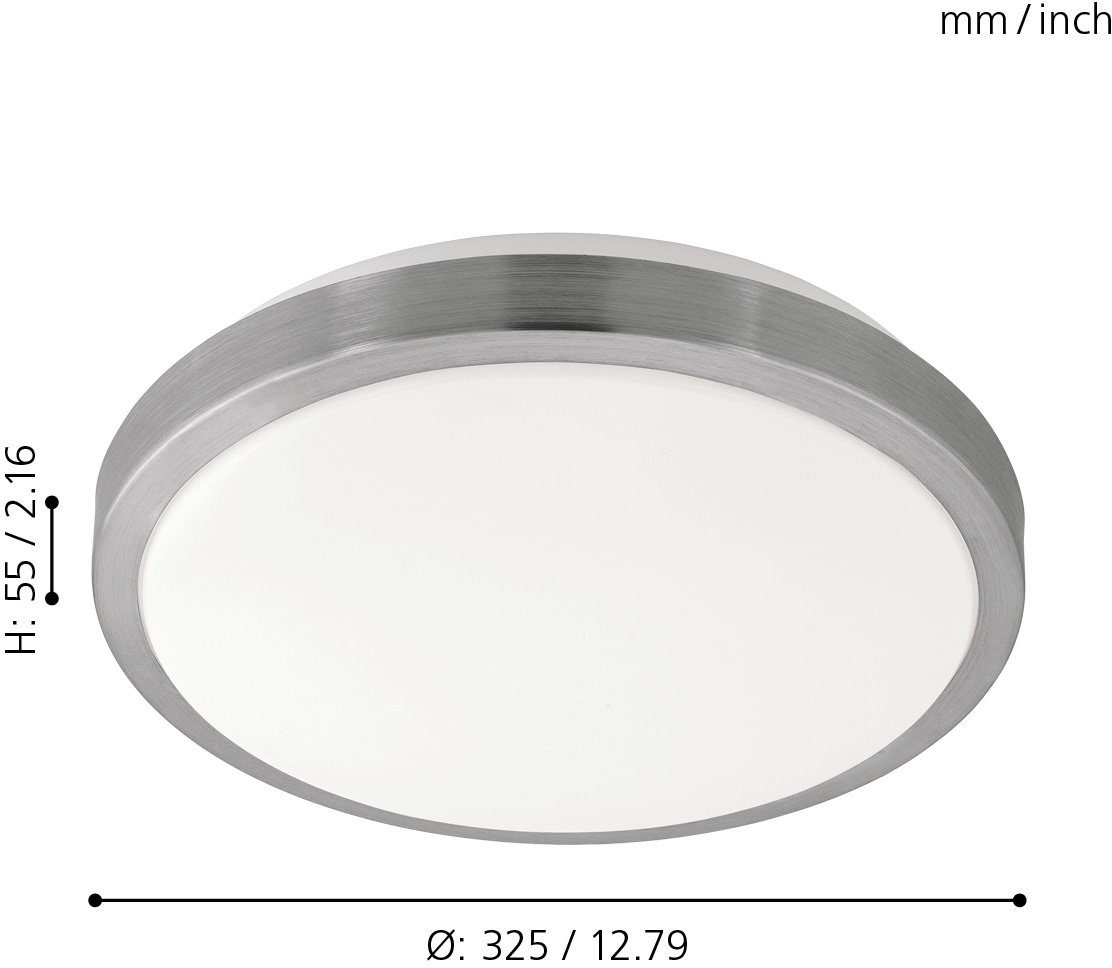 EGLO Led-plafondlamp COMPETA 1 Plafondlamp, staal en kunststof, nikkel mat, wit, Ø: 32,5 cm (1 stuk)