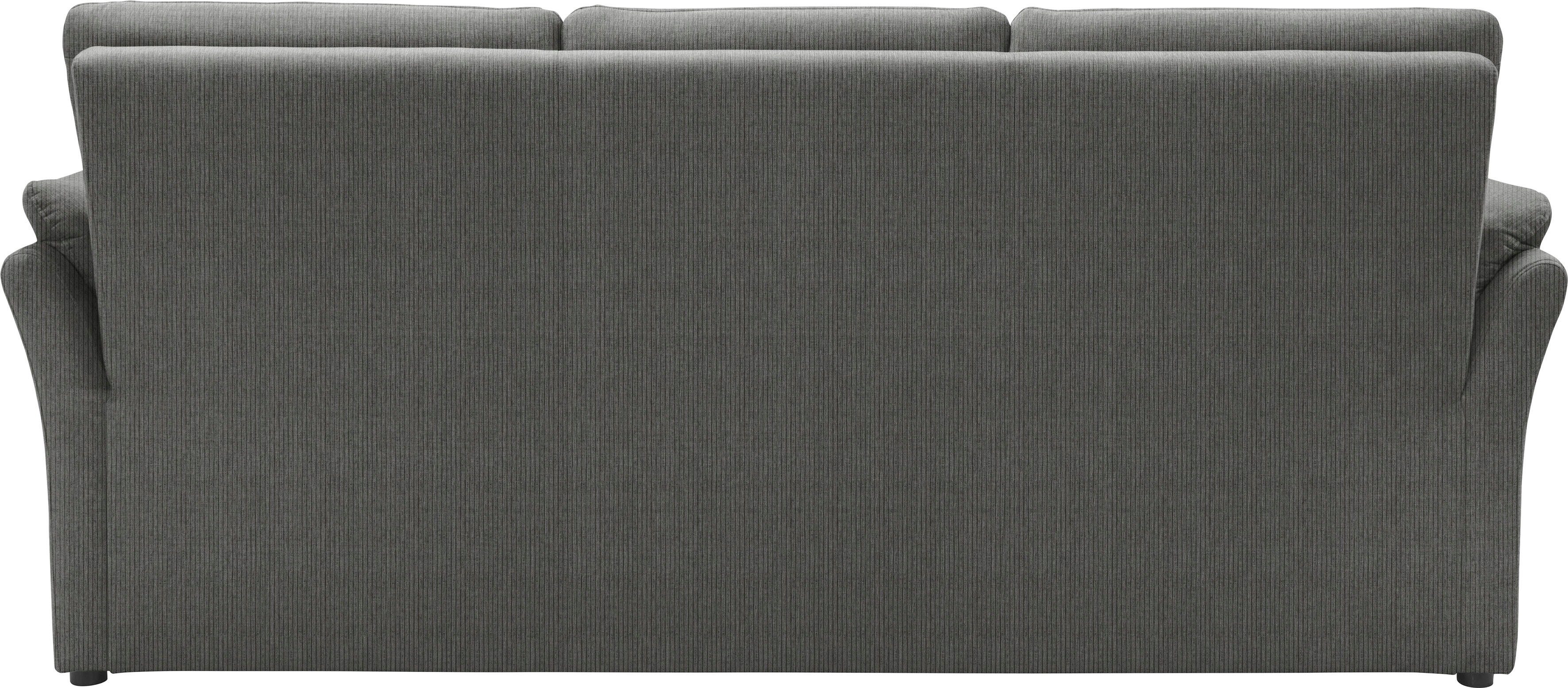 DOMO collection 3-zitsbank Pina, smalle armleuningen, met bonellvering, compact & elegant Hoge zitcomfort, luxe microvezel leerlook, grijs, breedte 219 cm