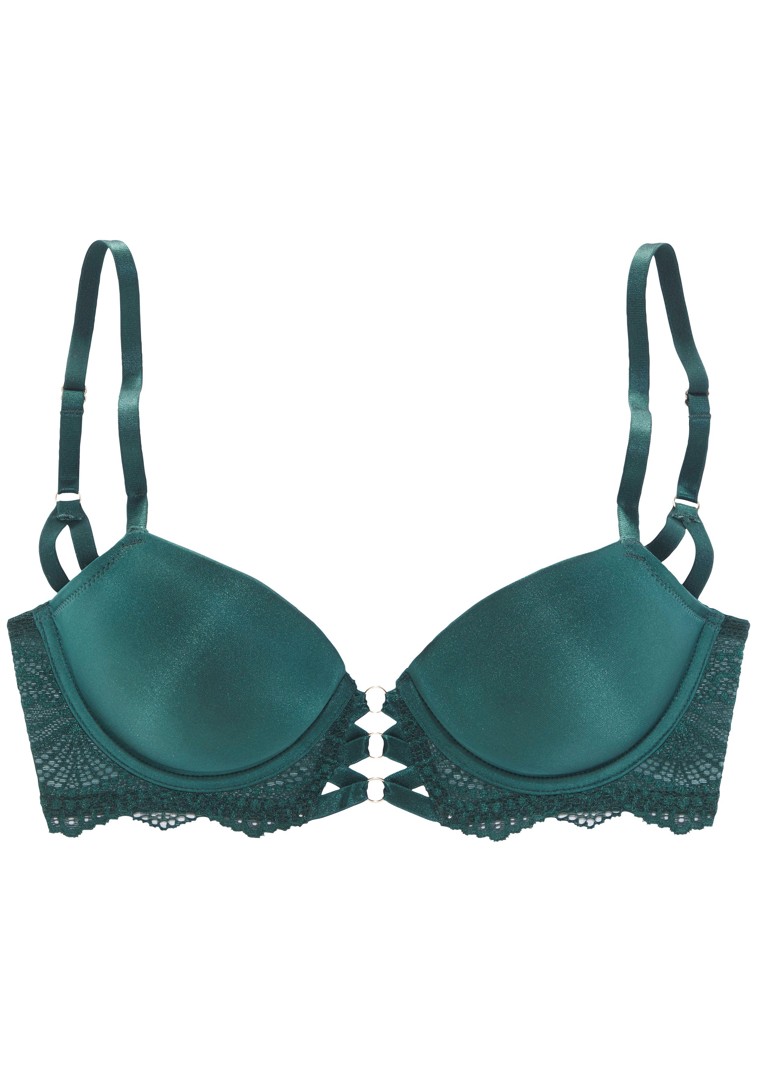 Lascana Push-up-bh Eleonora met fijne vetersluiting in satijnlook en lintdetail, sexy lingerie