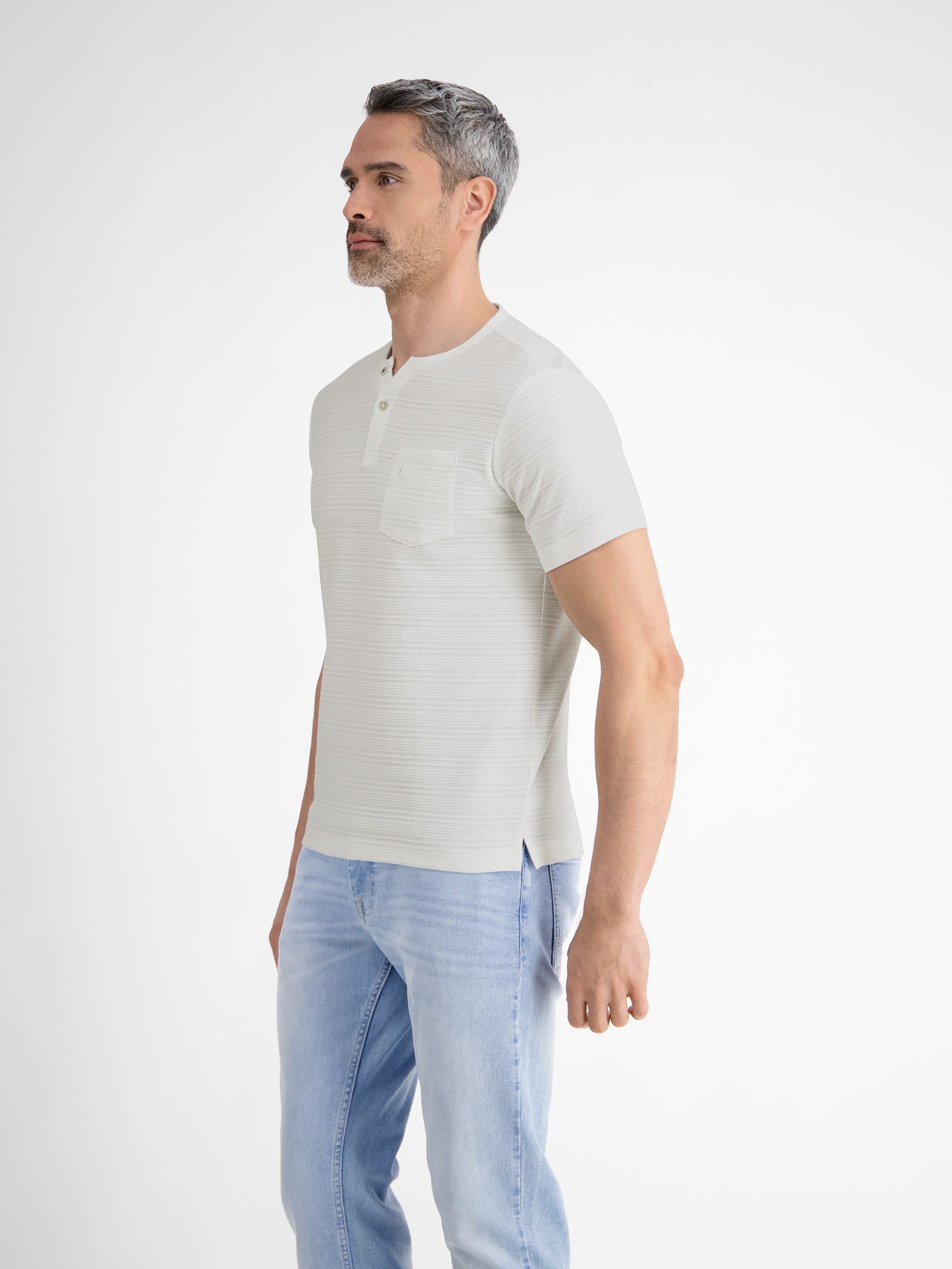 Lerros Henleyshirt LERROS Serafino-shirt, zomers tonal gestreept