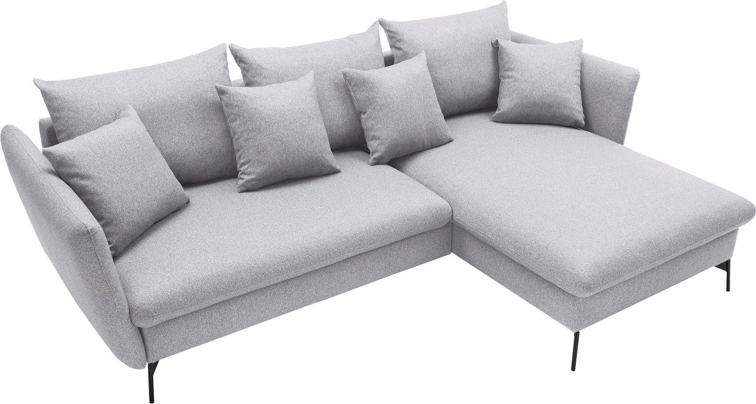 andas Hoekbank LIVORNO,258 cm, L-model, Slaapfunctie en bedlade (139/224 cm), fluweel, structuur, geweven stof