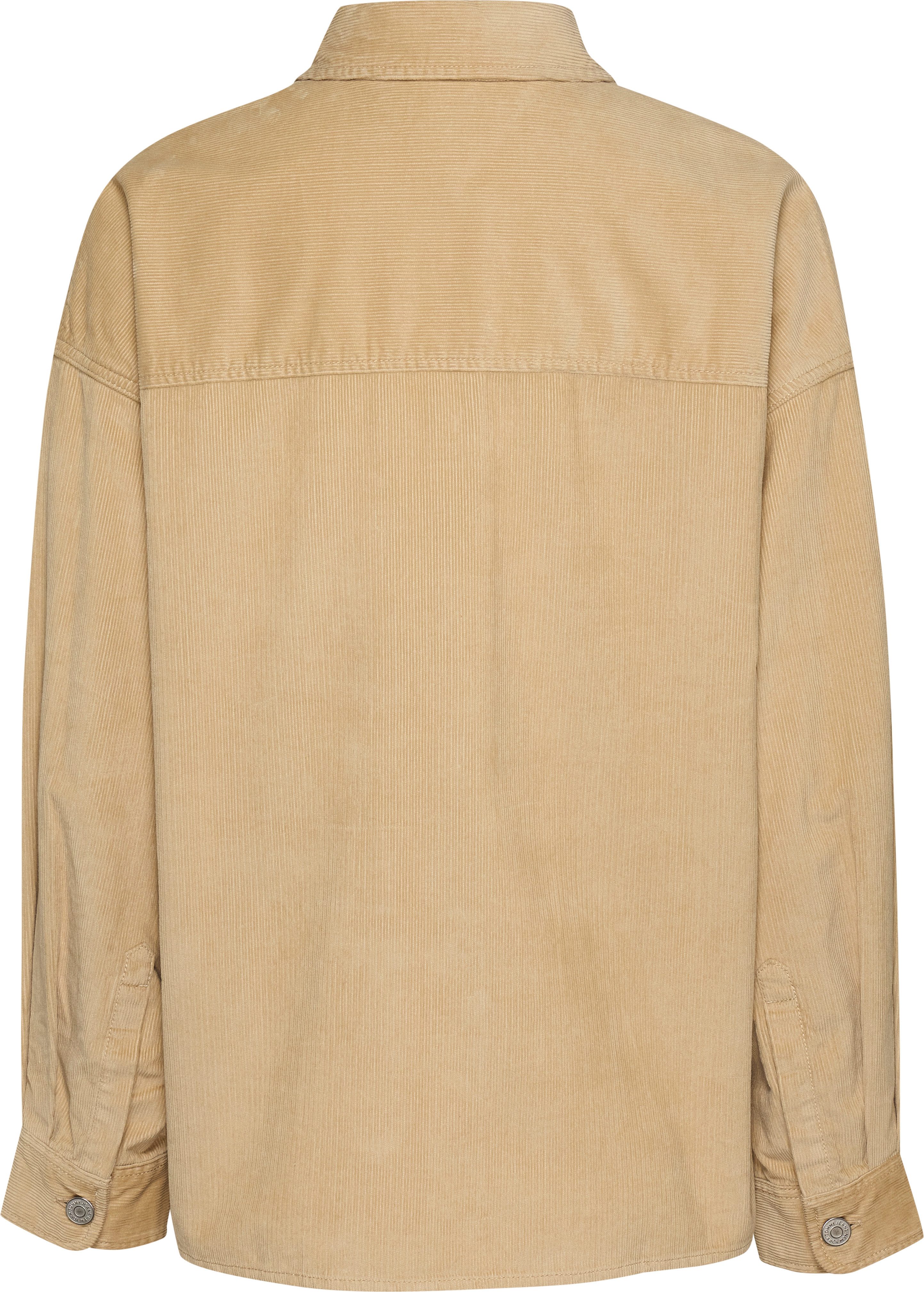 TOMMY JEANS Outdoorblouse TJW FINE CORD OVERSHIRT van fijn corduroy, logo-vlag
