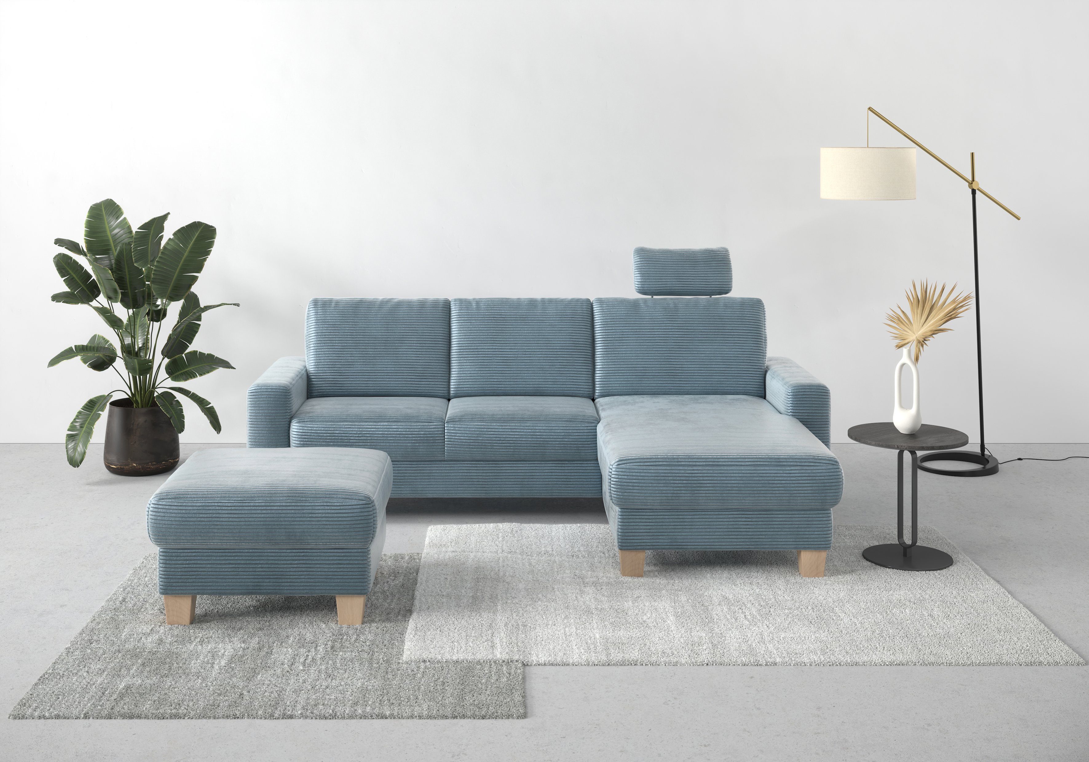 Home affaire Hoekbank Summer L-vorm met récamier, met of zonder slaapfunctie en bedkist, cordbekleding