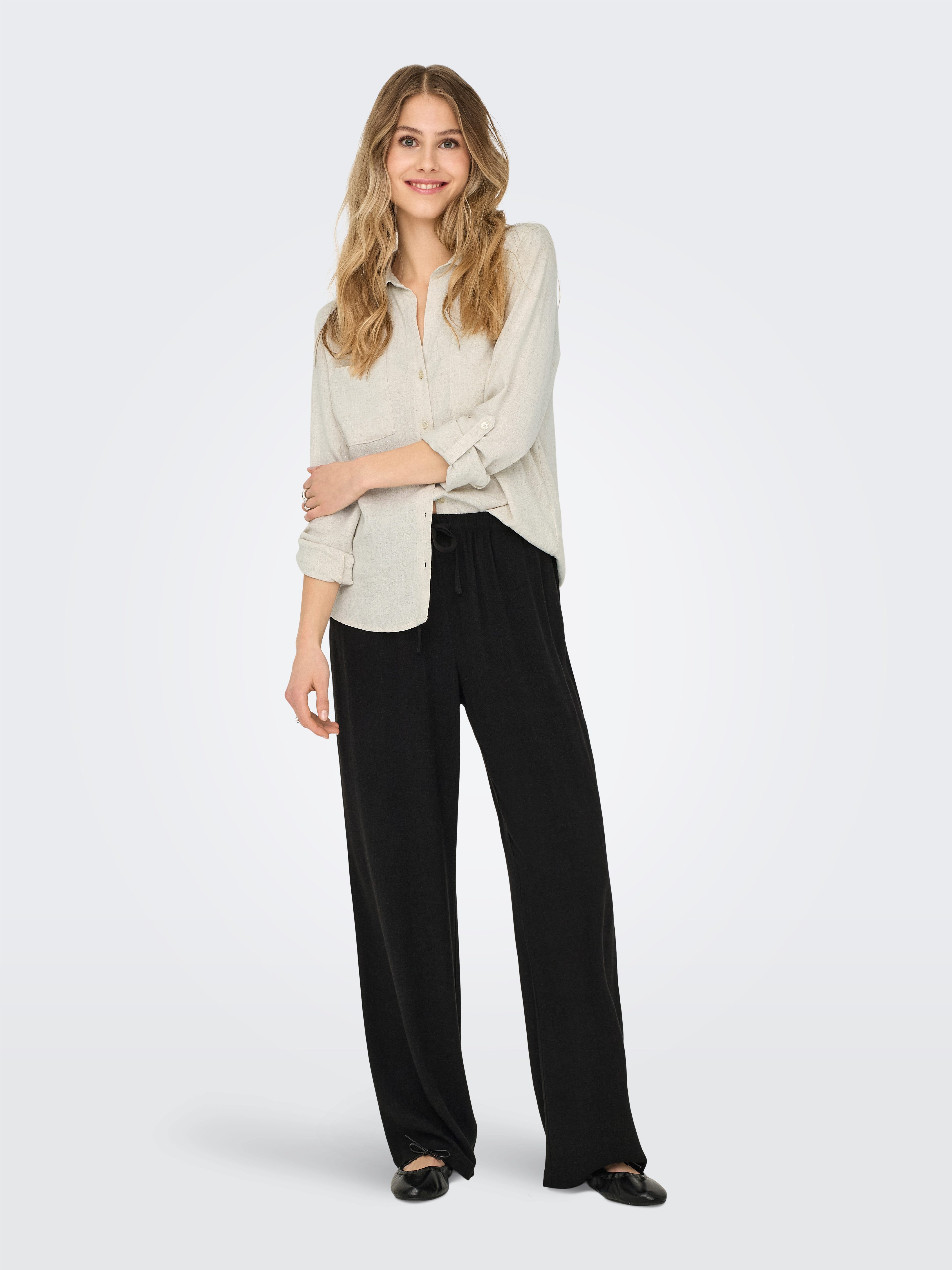 Only Blouse met lange mouwen ONLYASMIN-SIESTA LS LINEN BL SHIRT PNT