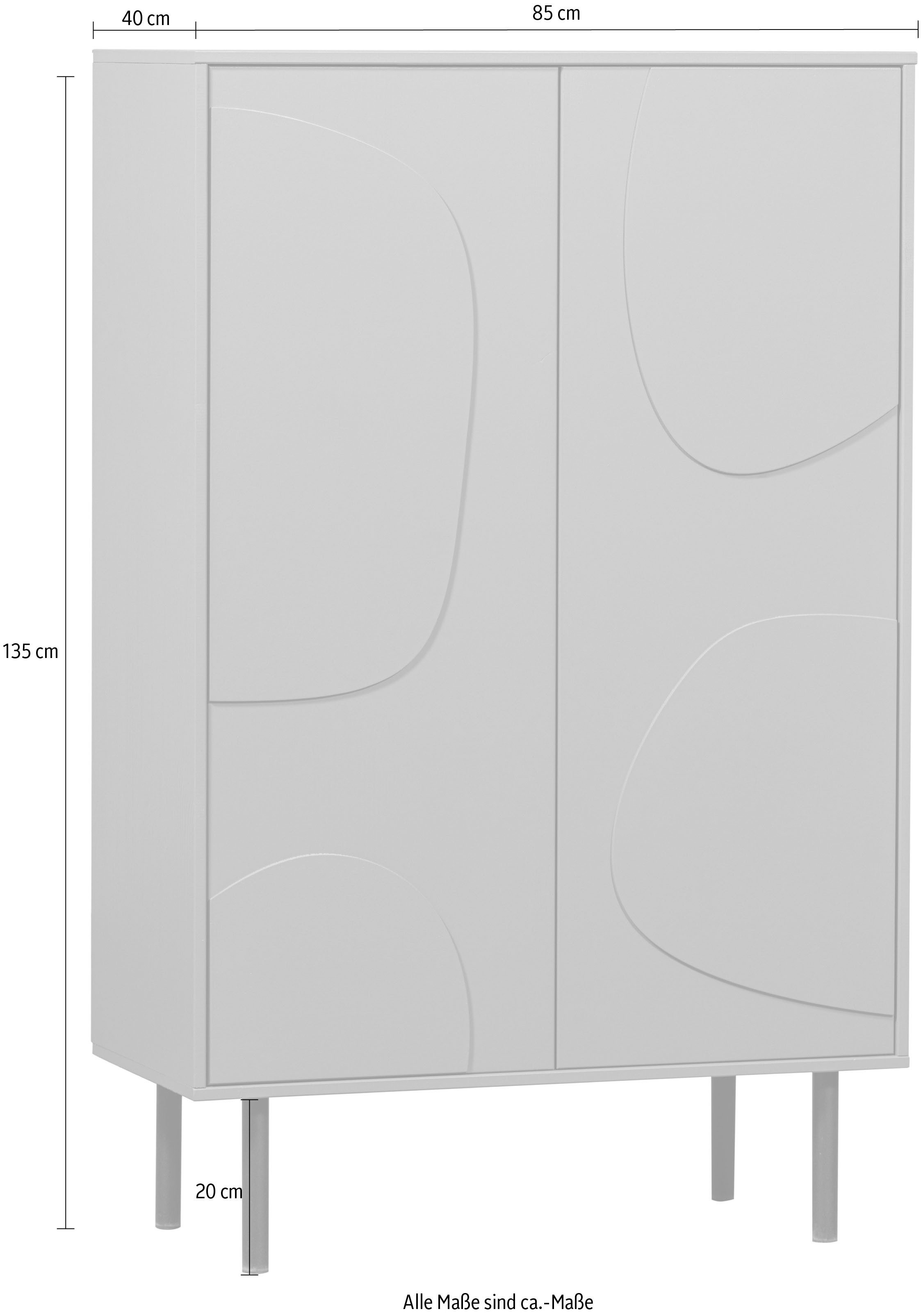 WOOOD Highboard Cadiz midi-kast Hoge kast met speels versierde deuren, breedte 85 cm/hoogte 135 cm