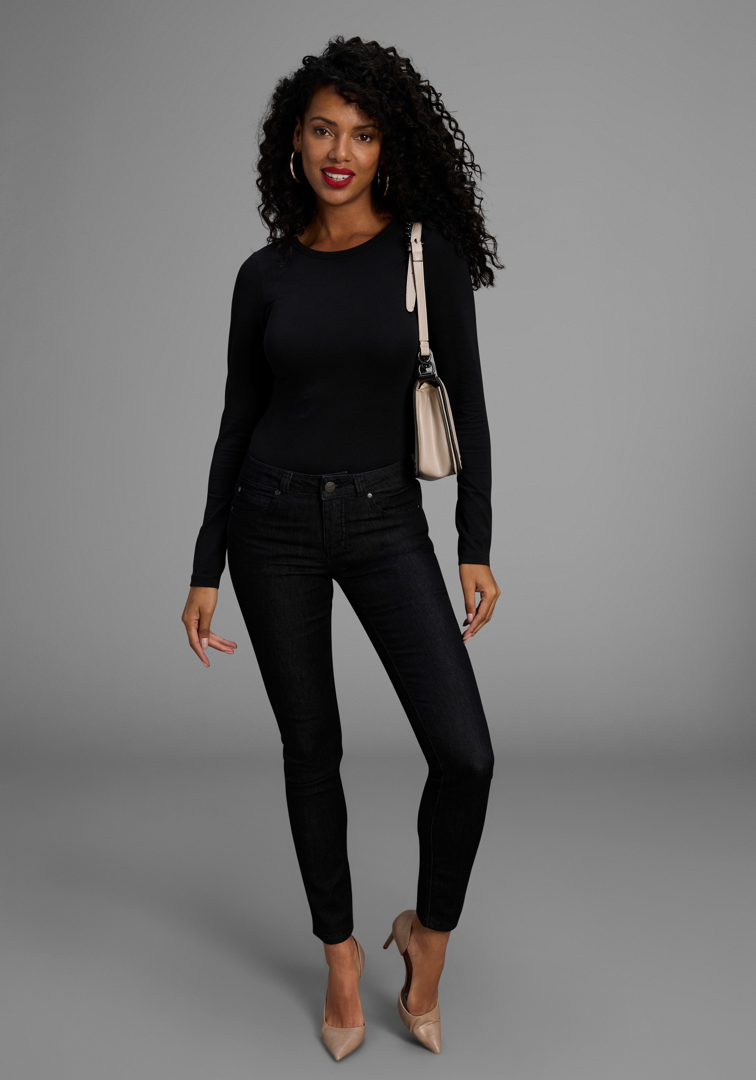 Arizona Skinny fit jeans Shaping skinny pasvorm, normale taille, in stretchkwaliteit, used-look