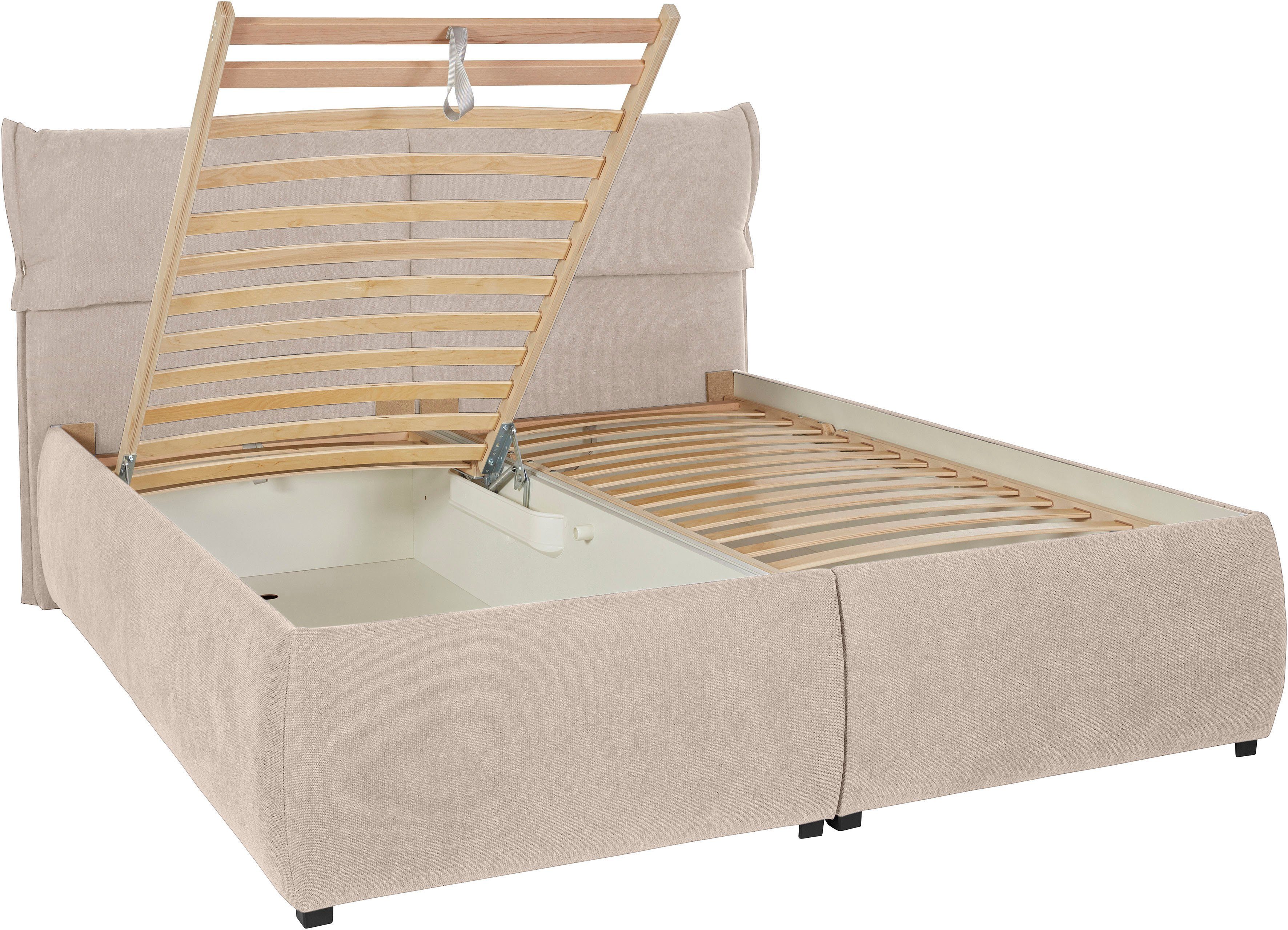 andas Gestoffeerd bed Jenson als bedframe of met 3 matrassoorten en hardheden