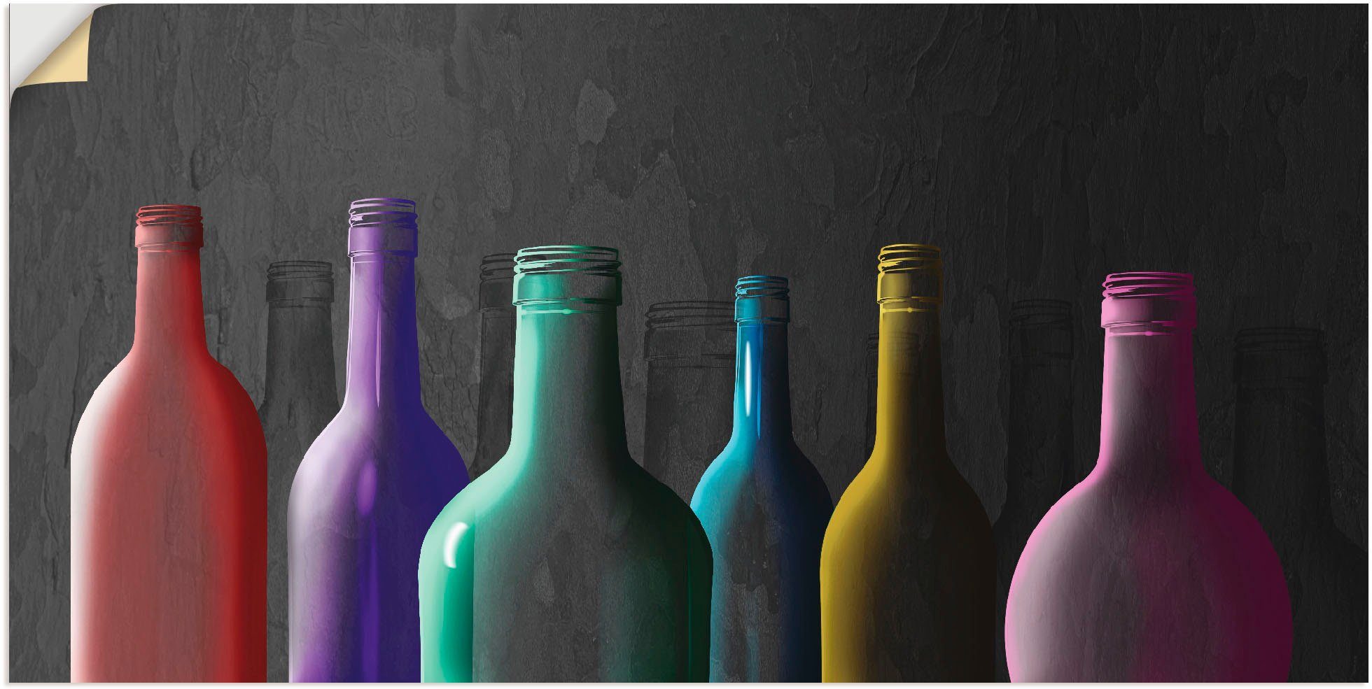 Artland Artprint Veelkleurige glazen flessen in vele afmetingen & productsoorten - artprint van aluminium / artprint voor buiten, artprint op linnen, poster, muursticker / wandfoli