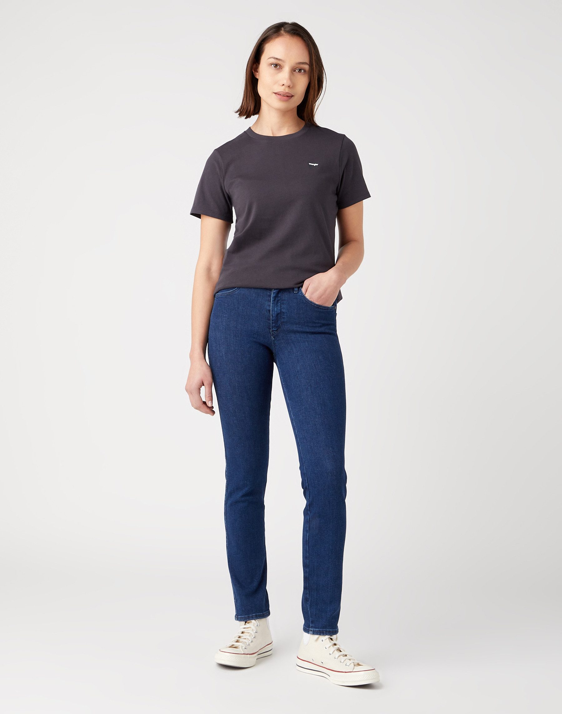 Wrangler 5-pocket jeans met contrastkleurige naden