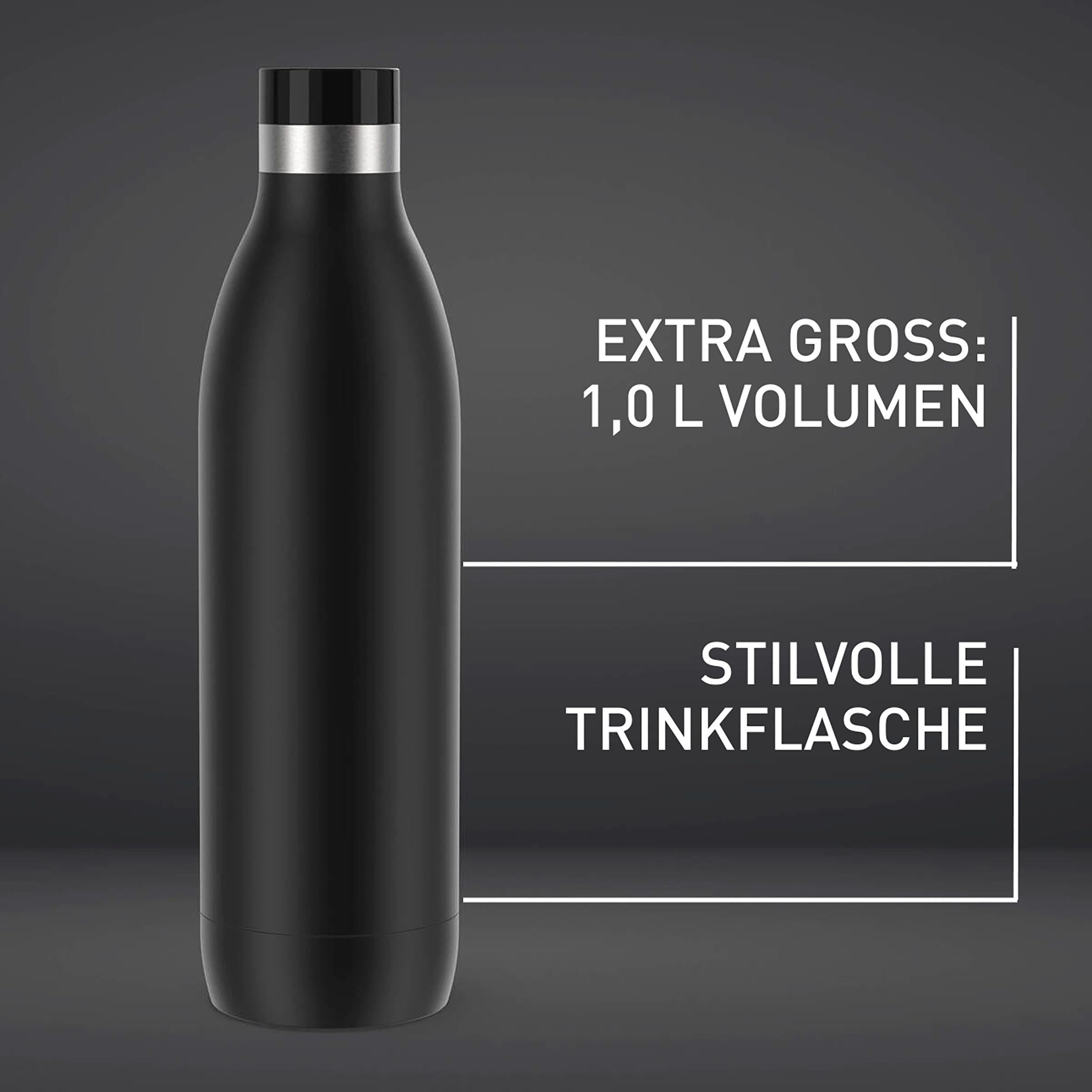Emsa Thermosfles Drinkfles Bludrop 1 liter, lekvrij, 360°-rondom drinkopening, 40 uur koud, 20 uur warm (1-delig)