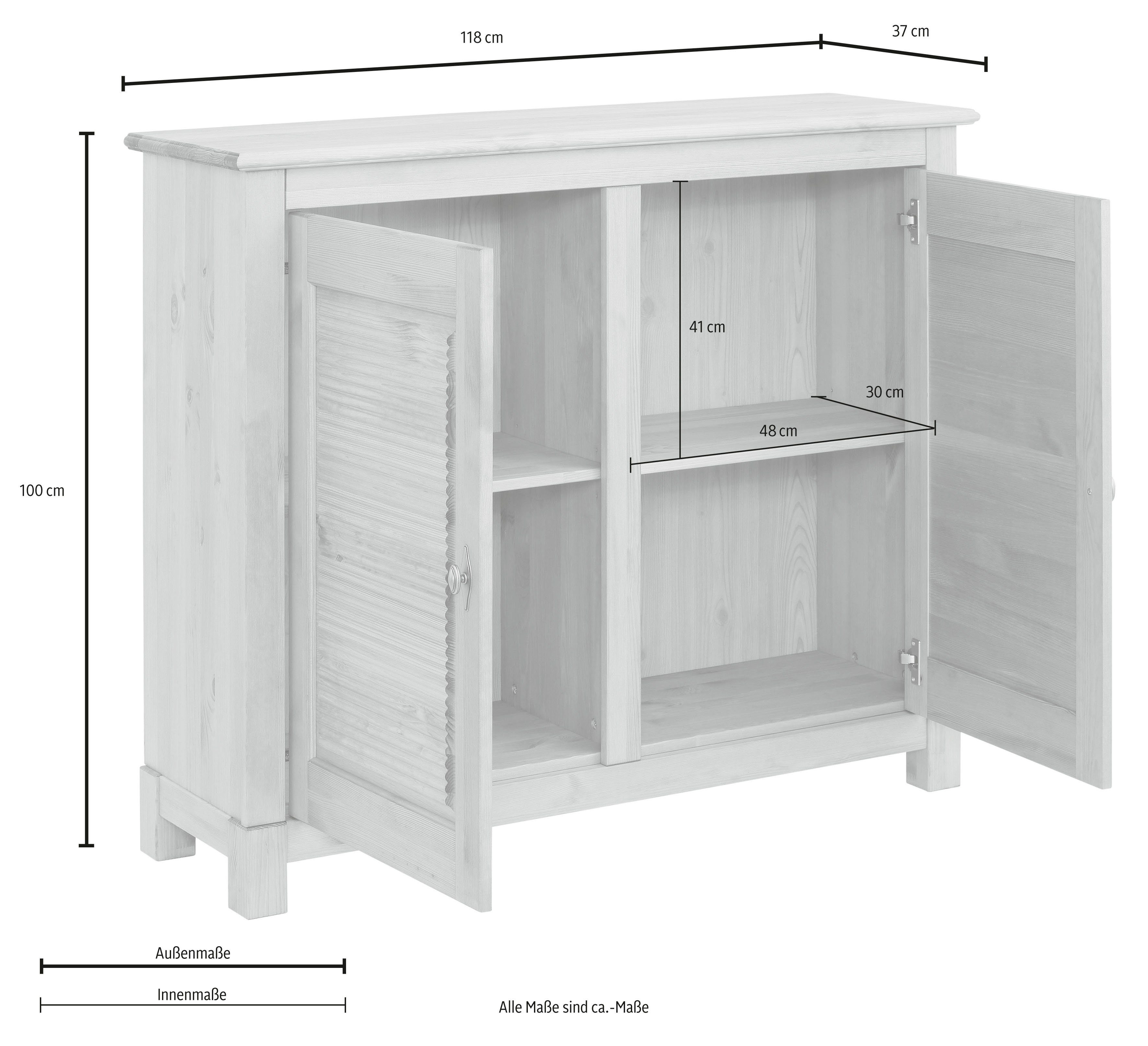 Home affaire Kast Rauna Breedte 118 cm, van massief grenen