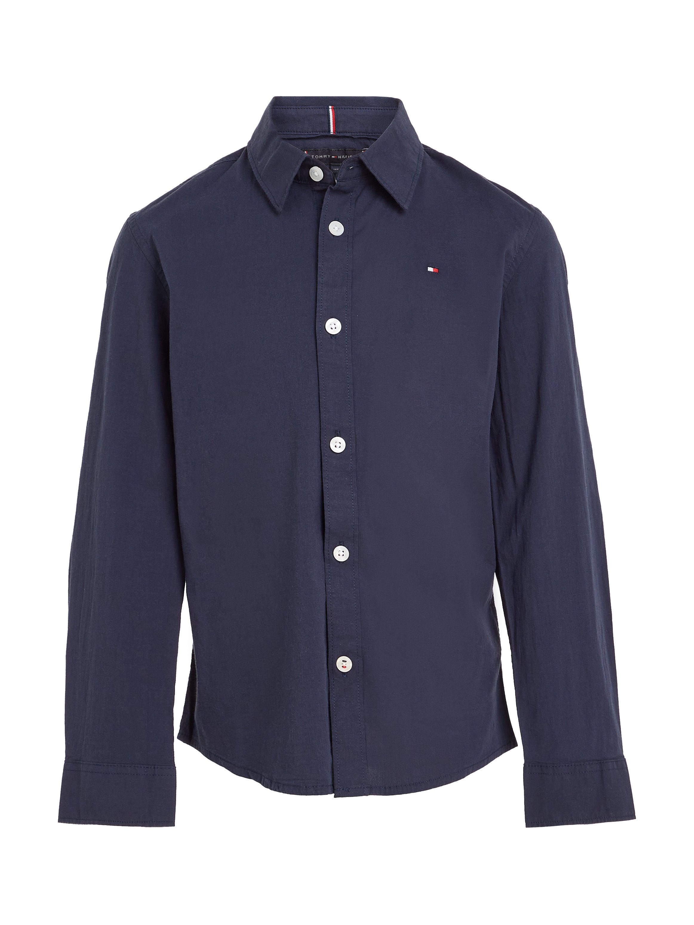 Tommy Hilfiger Overhemd met lange mouwen SOLID STRETCH POPLIN SHIRT L/S Kinderen Kids Junior MiniMe, voor jongens