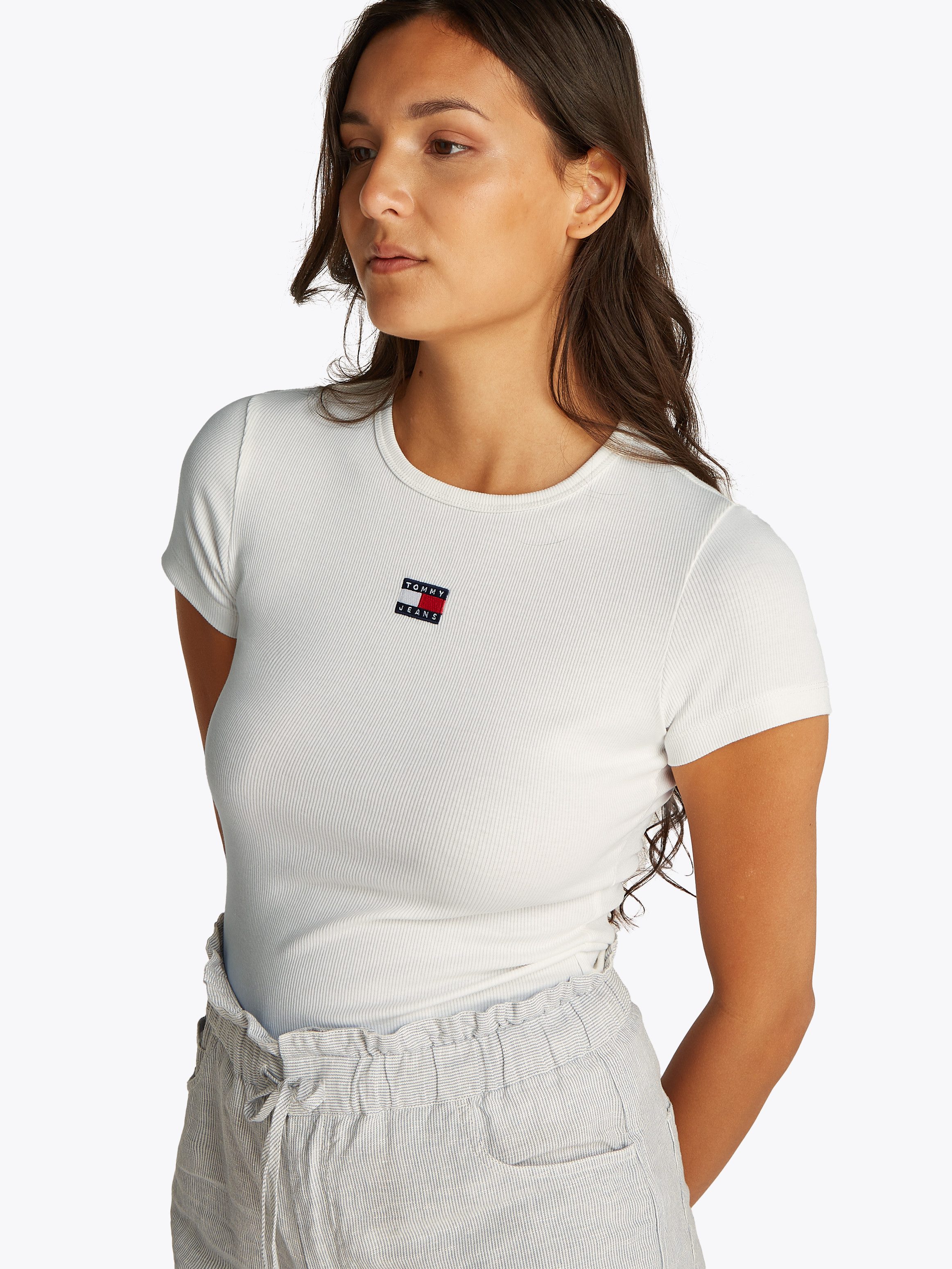 TOMMY JEANS T-shirt TJW SLIM BADGE RIB TEE