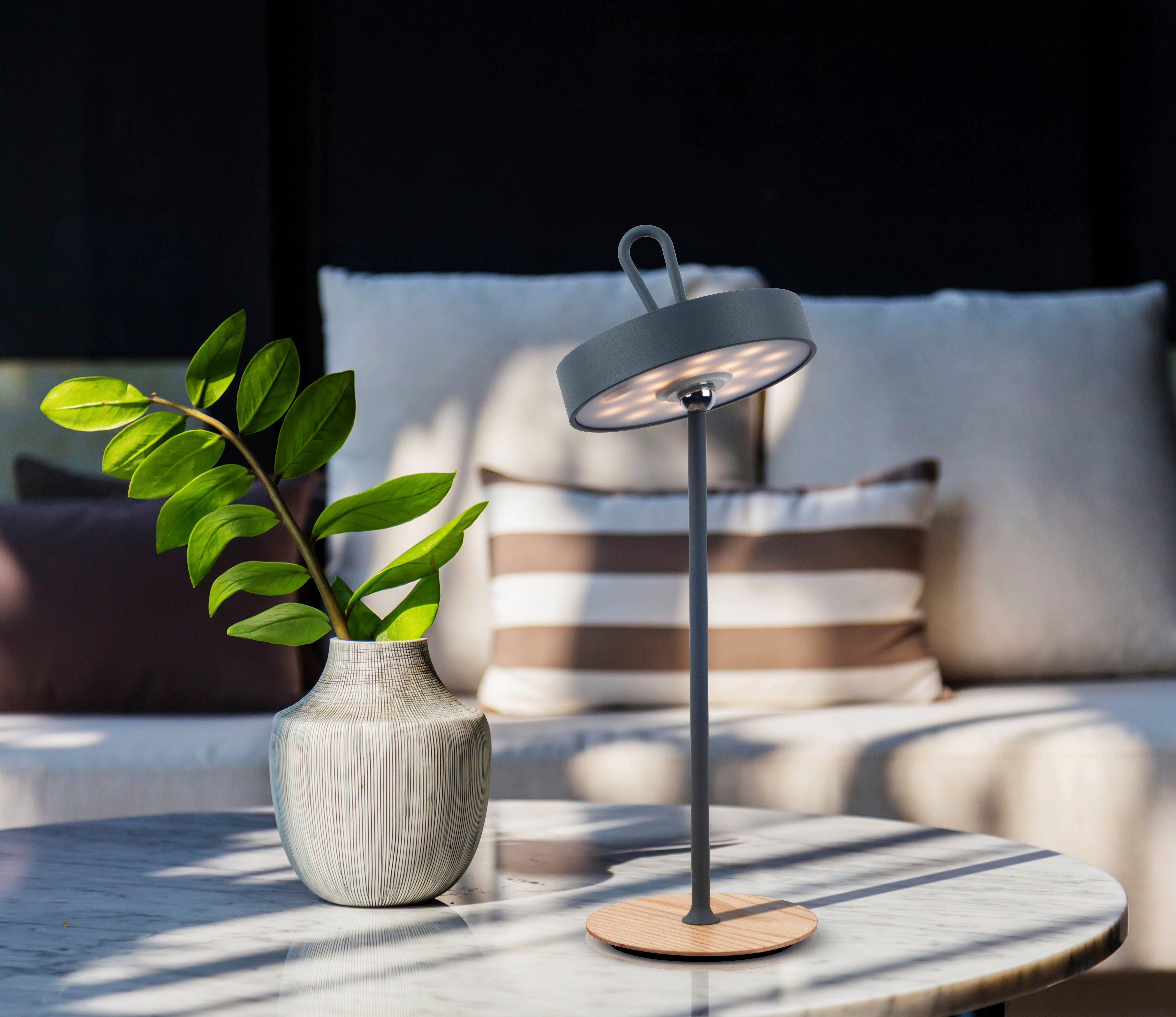 Home affaire Led-tafellamp Charmont met houten voet, afneembare hoofdkant als hanglamp te gebruiken oplaadbaar, incl. accu + usb-kabel, hoofdeinde magnetisch, afneembaar, hout (1 stuk)