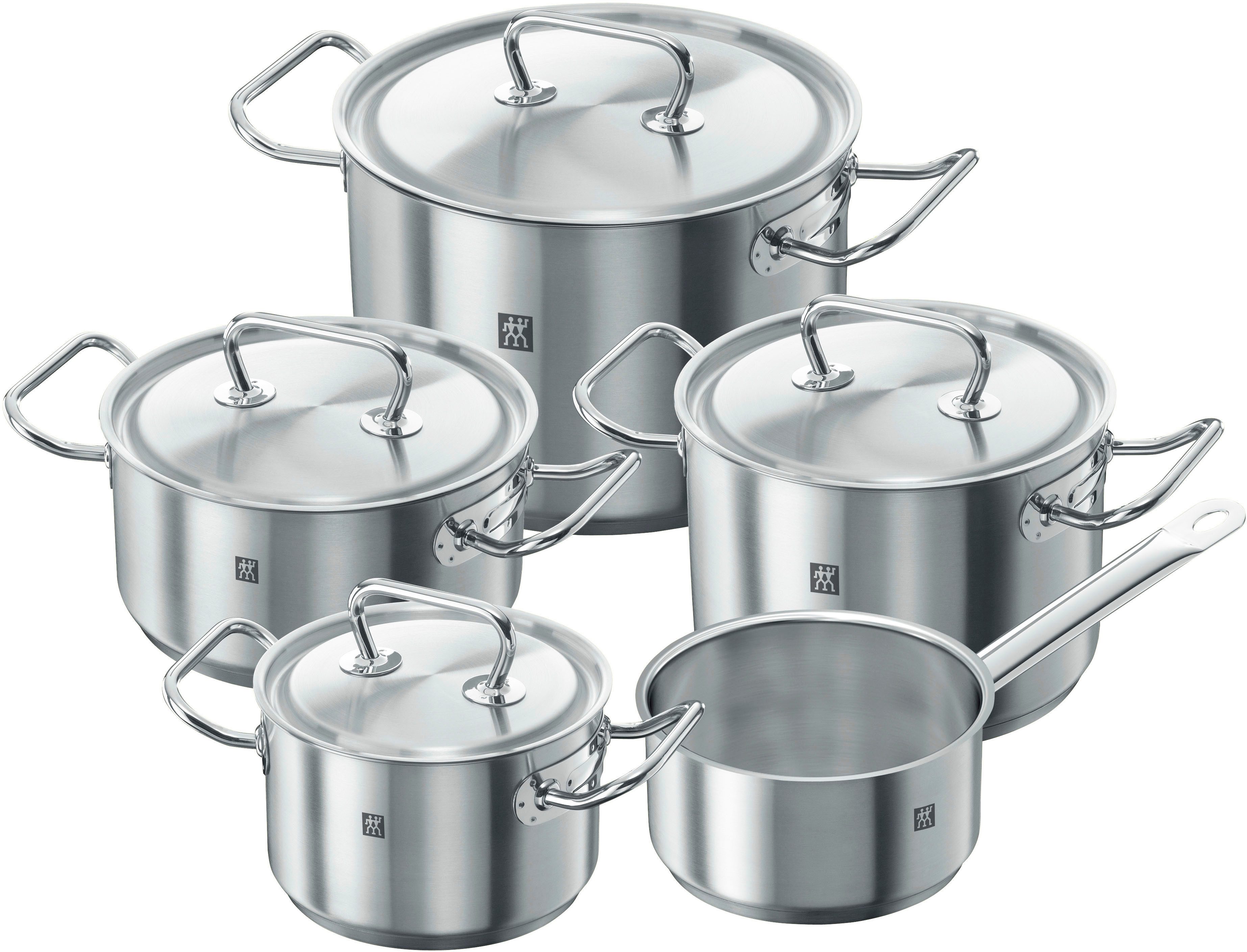 Zwilling Pannenset Classic Sandwichbodem, zeer goede warmteverdeling, stay-cool handgrepen (set) pannensets zilver(kleur)
