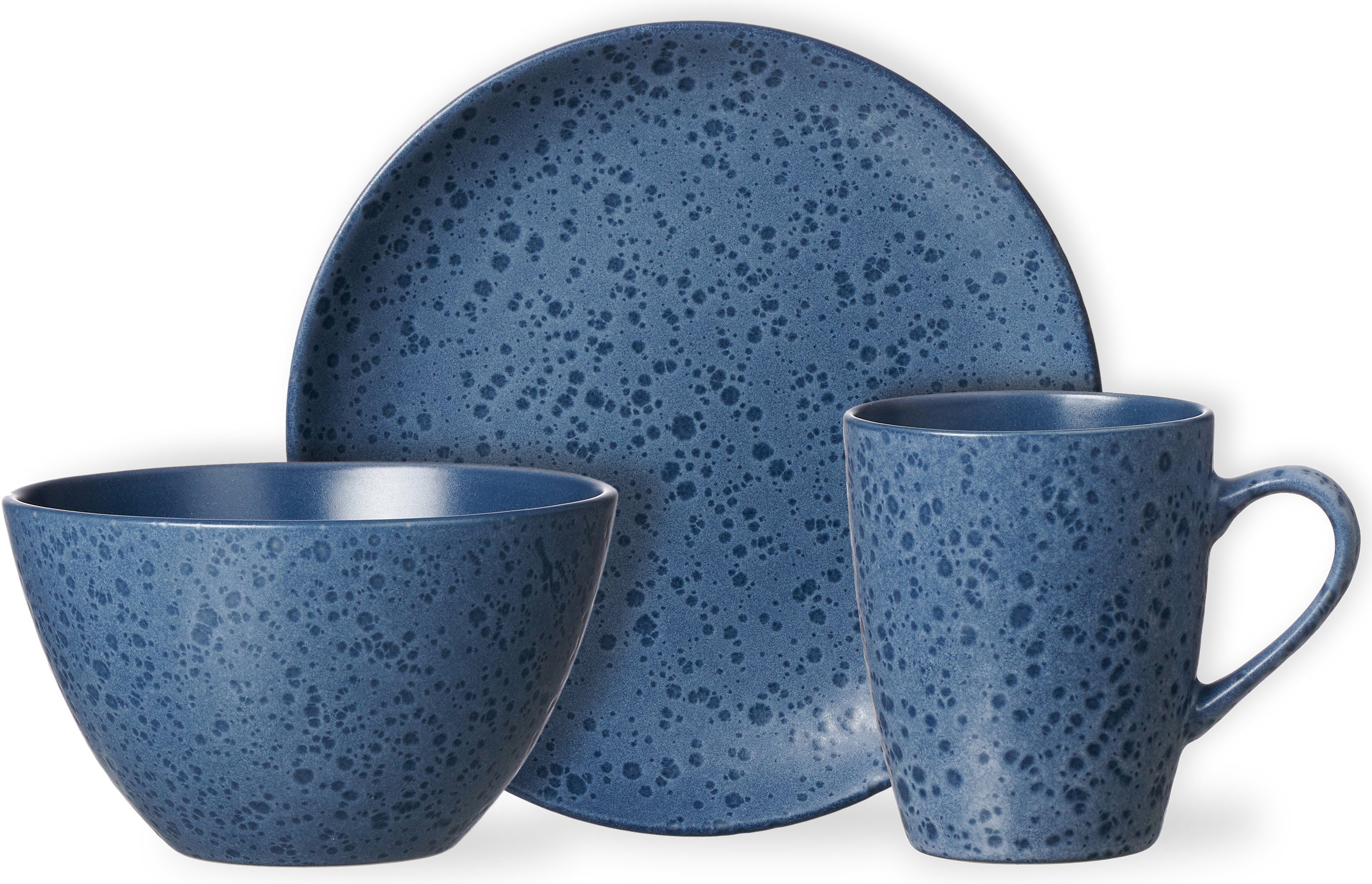 Ritzenhoff & Breker Ontbijtserviesset Servies, Kitwe (bord, schaal, koffiebeker) Reactief glazuur, elk exemplaar is uniek, 12 delen, voor 4 personen (set, 12-delig)
