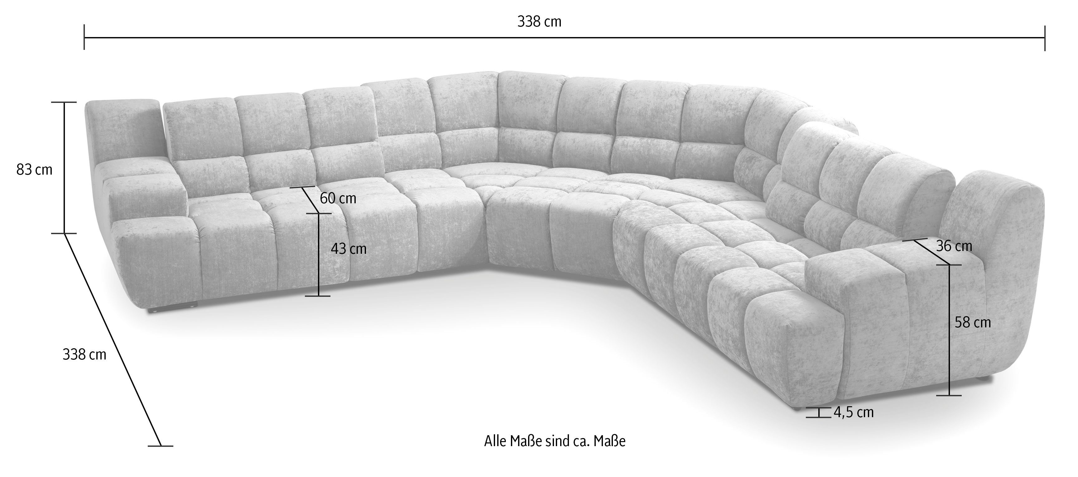 designwerk Hoekbank Cielo met zitdiepteverstelling voor hoog zitcomfort