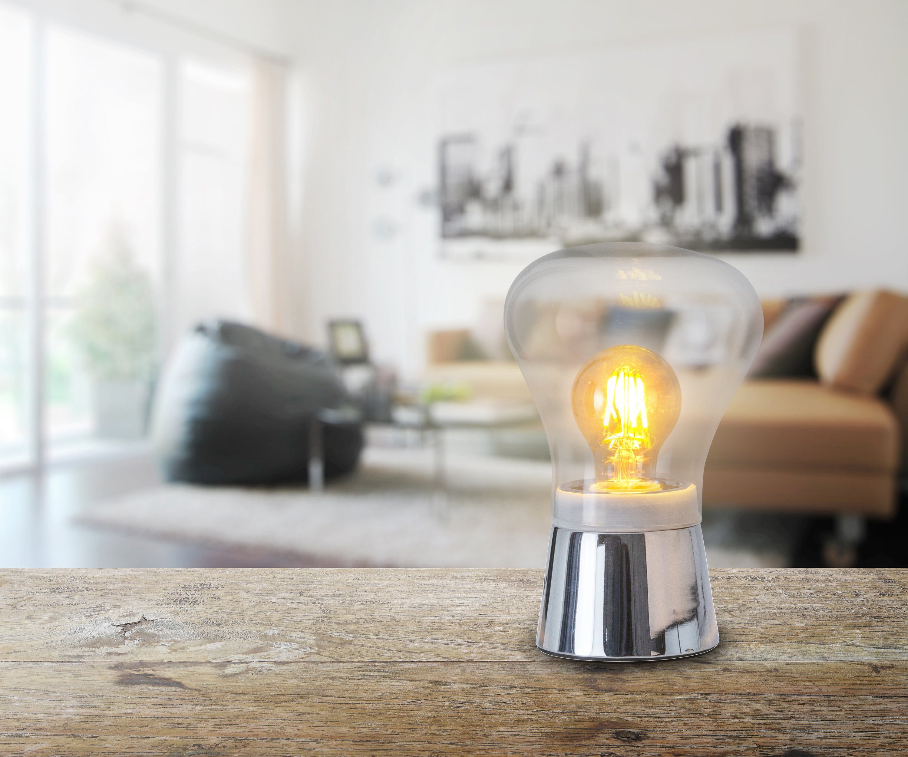 näve Tafellamp KERRY Touchfunctie, glazen tafellamp (1 stuk)