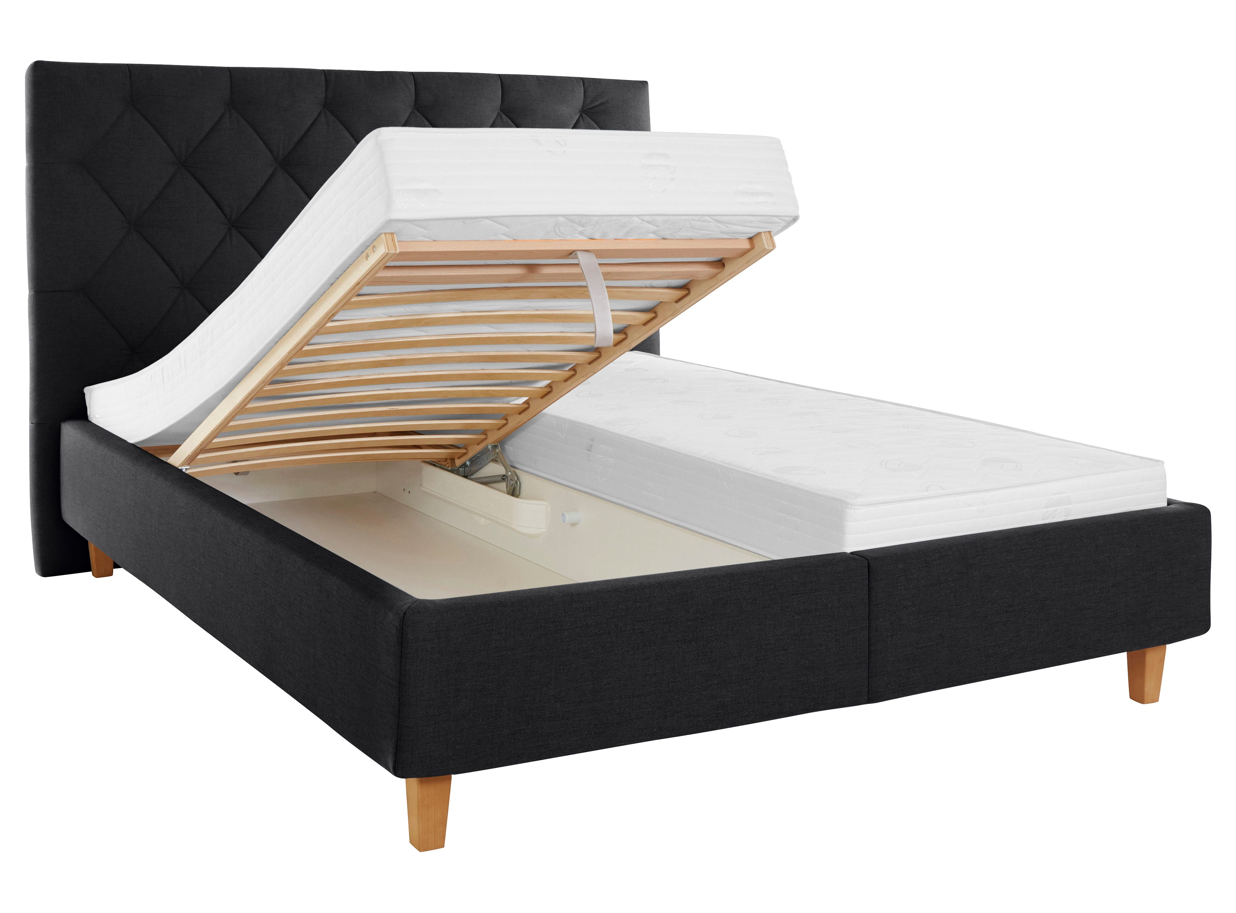 Home affaire Gestoffeerd bed Sunley 140 Kruisstiksel, hoofdbordhoogte 142 cm, zonder of met matras/lattenbodem