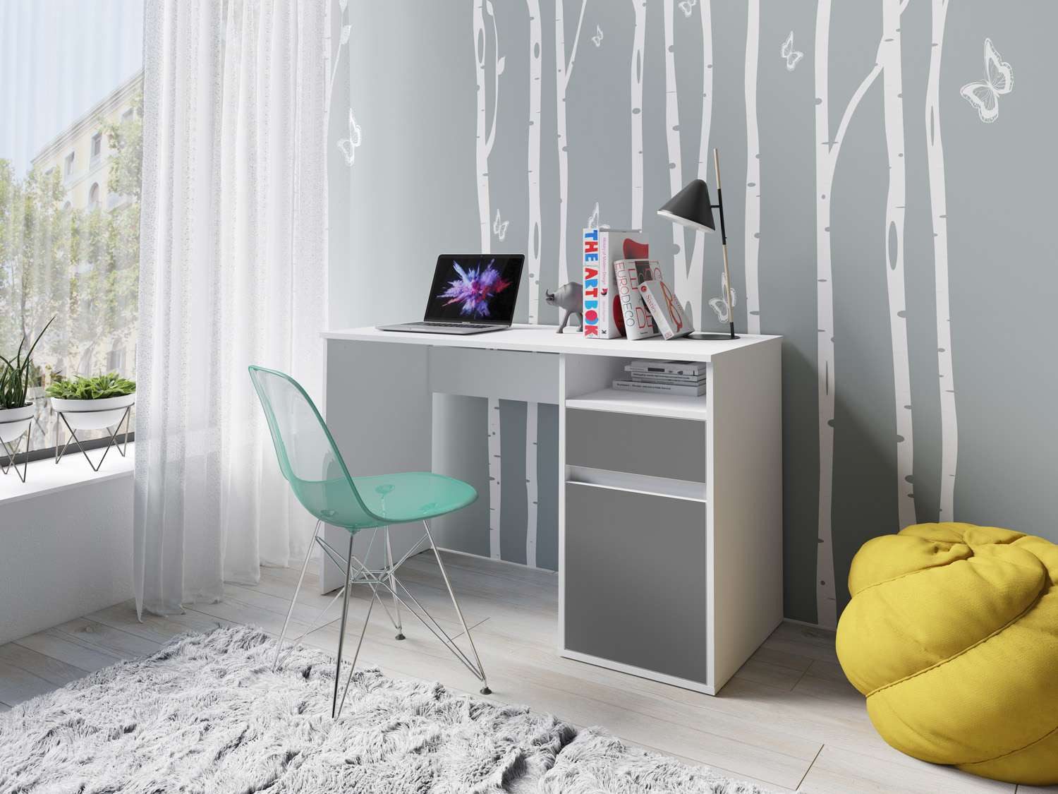 INOSIGN Bureau TINSLEY met lade en deur, breedte 120 x 53 cm bureaus wit