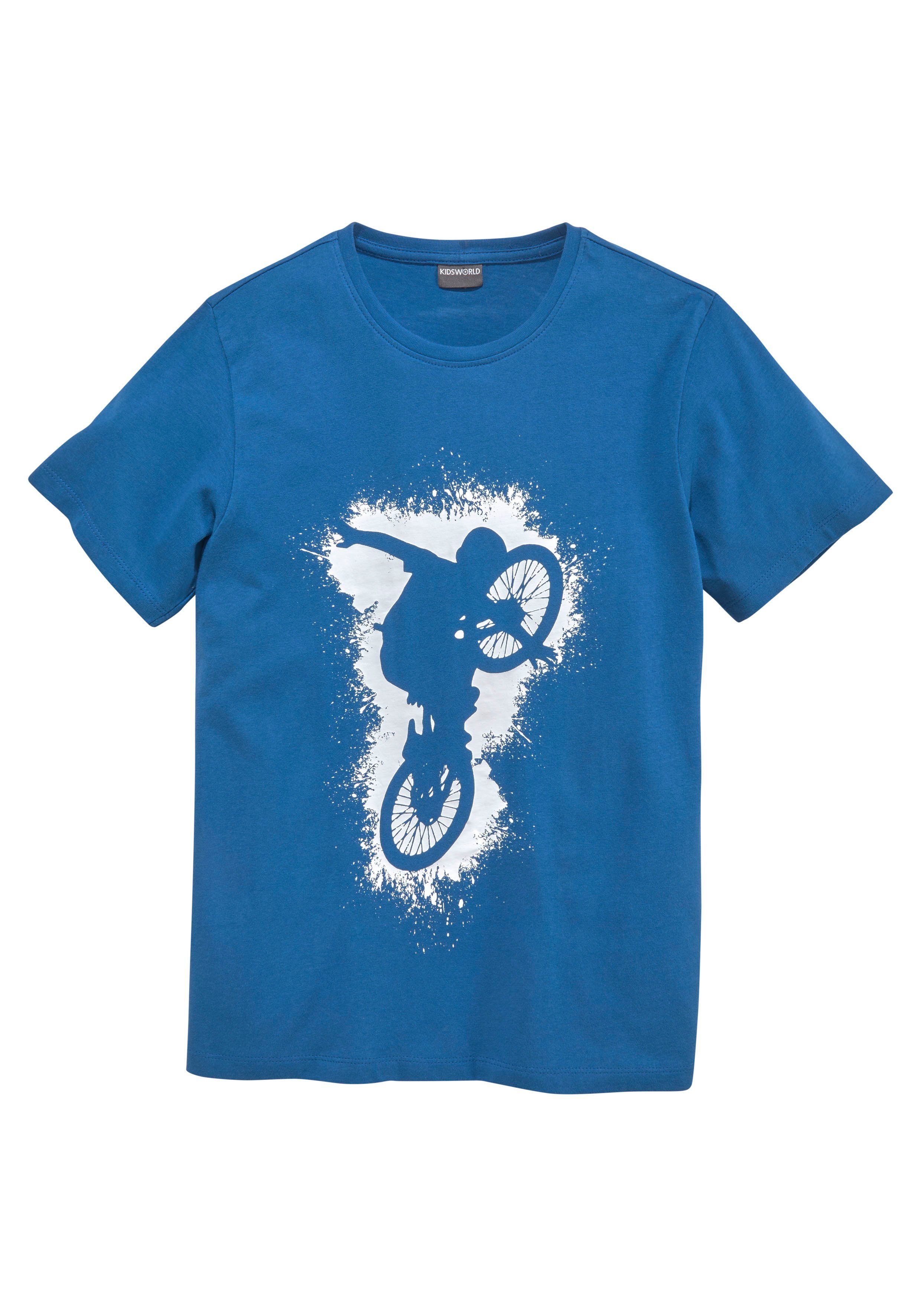 KIDSWORLD T-shirt Met casual print: BIKER Korte mouwen, bedrukt, ronde hals, van katoen