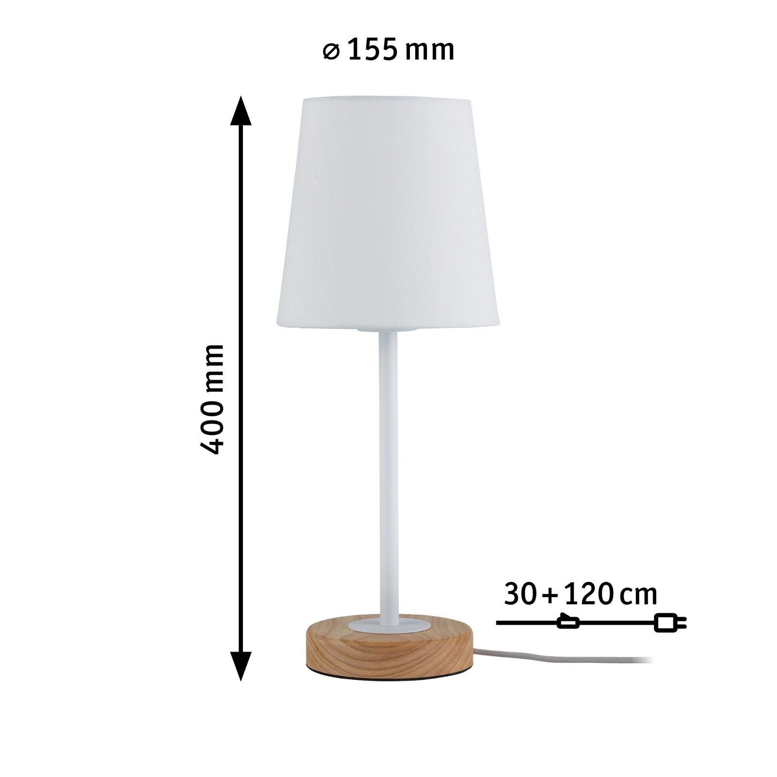 Paulmann Tafellamp Neordic Stellan max. 1x20W E27 Wit/Hout 230V Stof/Metaal (1 stuk)
