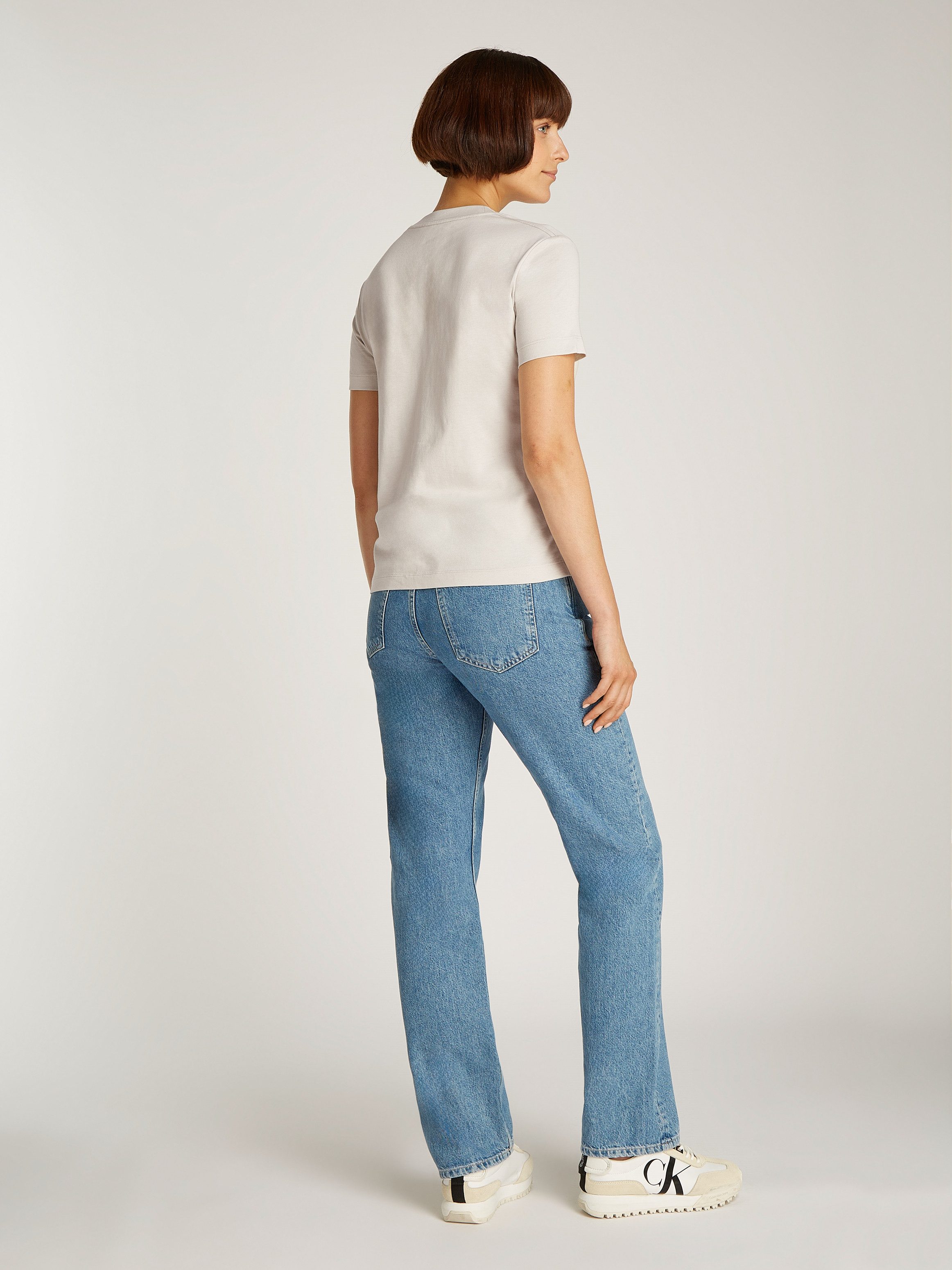 Calvin Klein Shirt met ronde hals GLOSSY MONOLOGO REGULAR TEE
