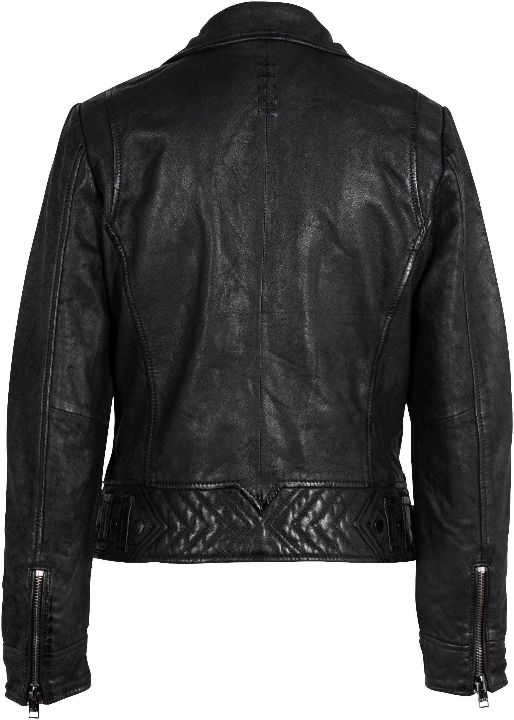 Mauritius Leren jack 2Wtashi met schouderflappen, met studs, met ritszakken