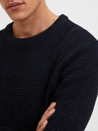 SELECTED HOMME Trui met ronde hals SLHVINCE LS KNIT BUBBLE CREW NECK NOOS