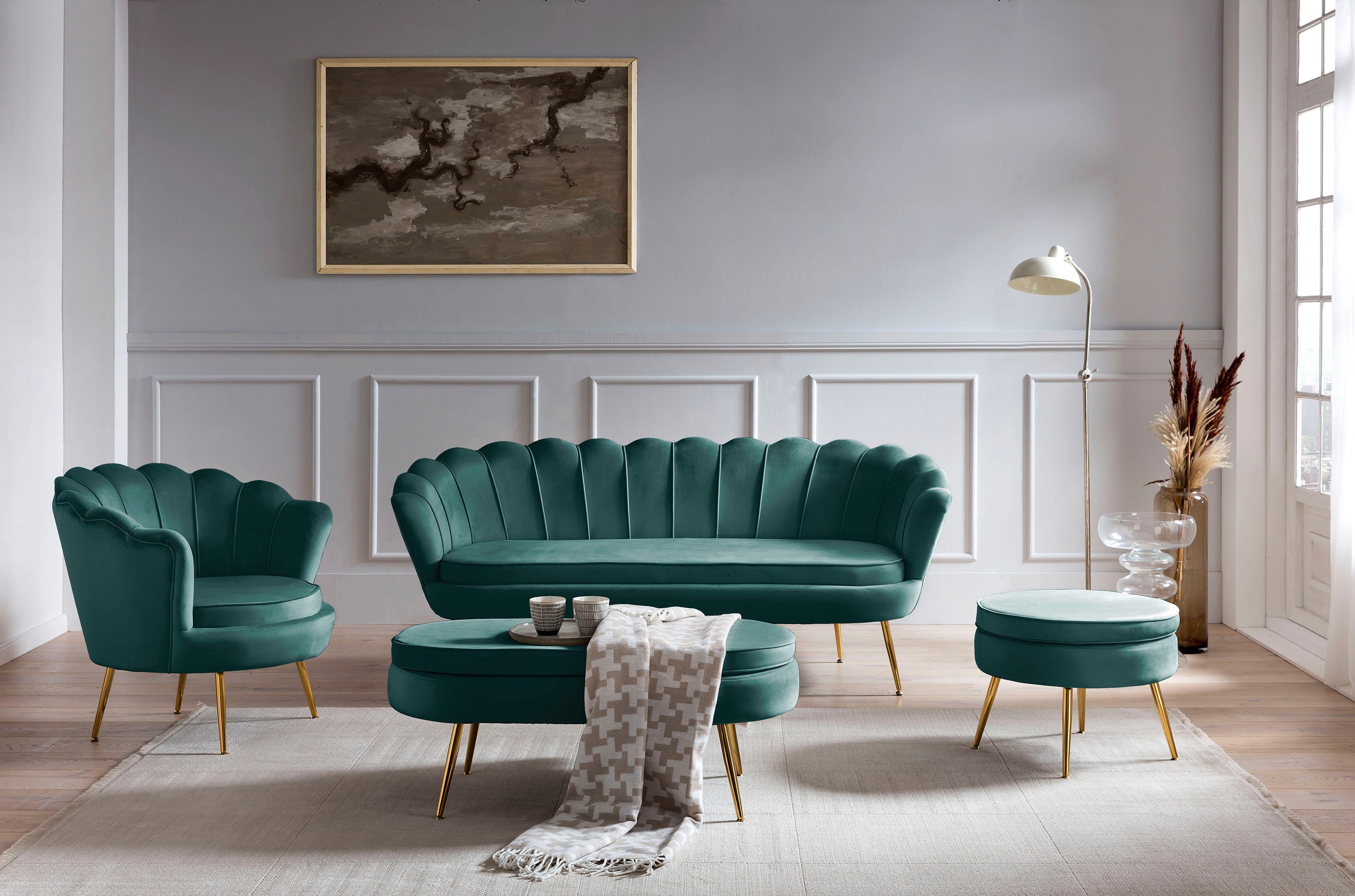 SalesFever 3-zitsbank Clam opvallend schelpdesign, breedte 180 cm
