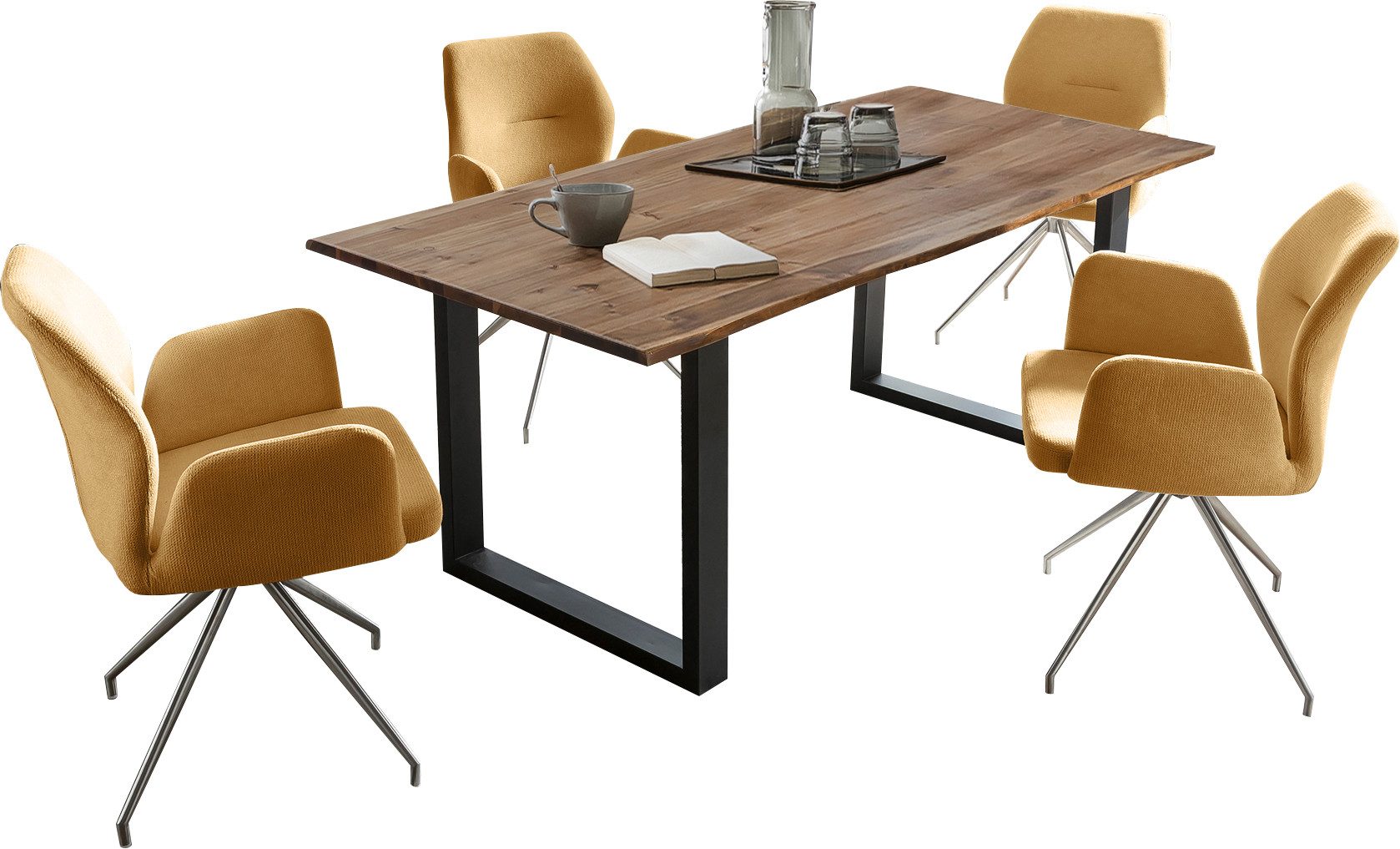 SalesFever Eethoek Tafelblad behandeld met OSMO hardwasolie in zijdeglans afwerking (set, 5-delig)