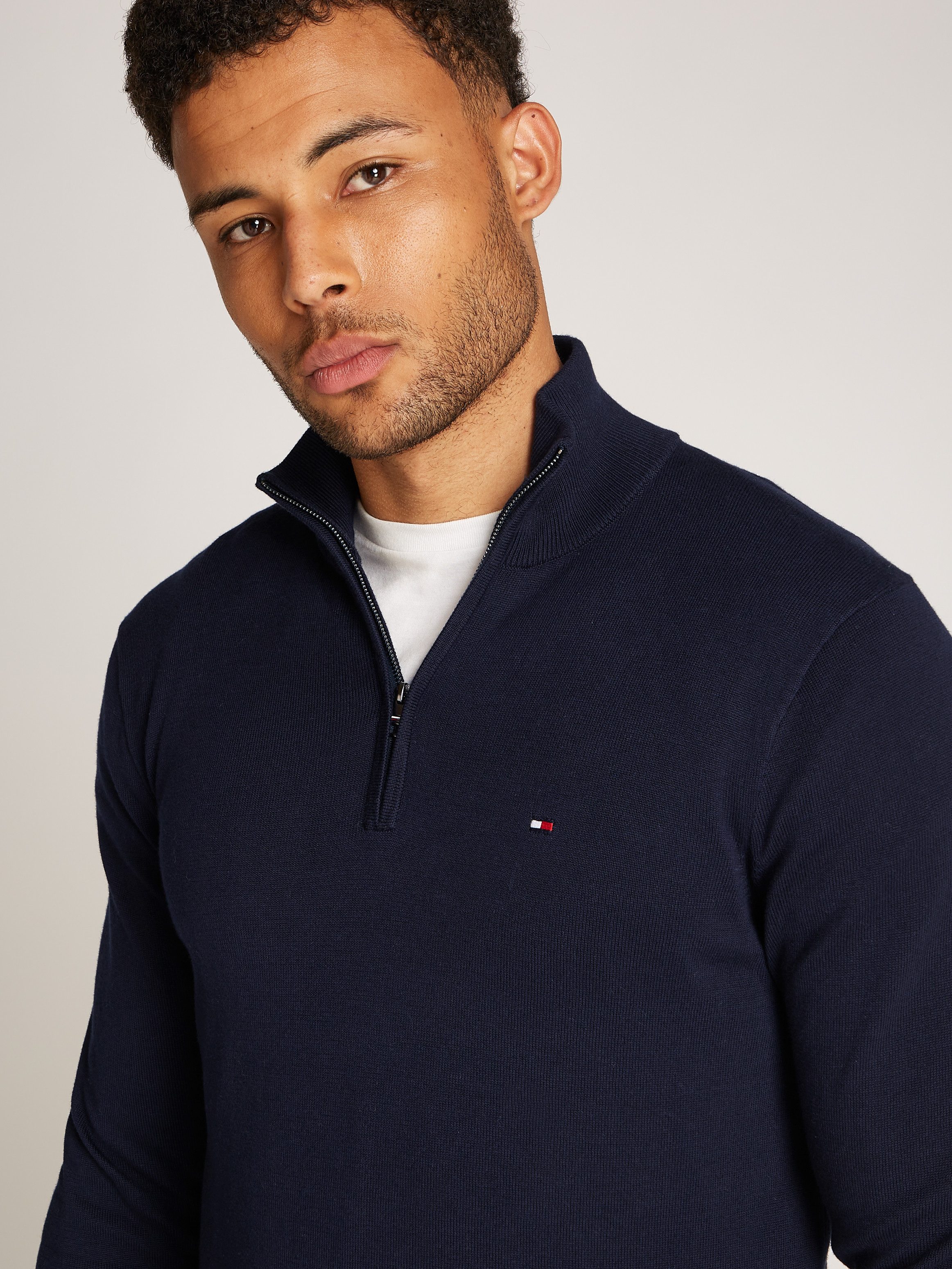 Tommy Hilfiger Schipperstrui ESSENTIAL COTTON ZIP MOCK