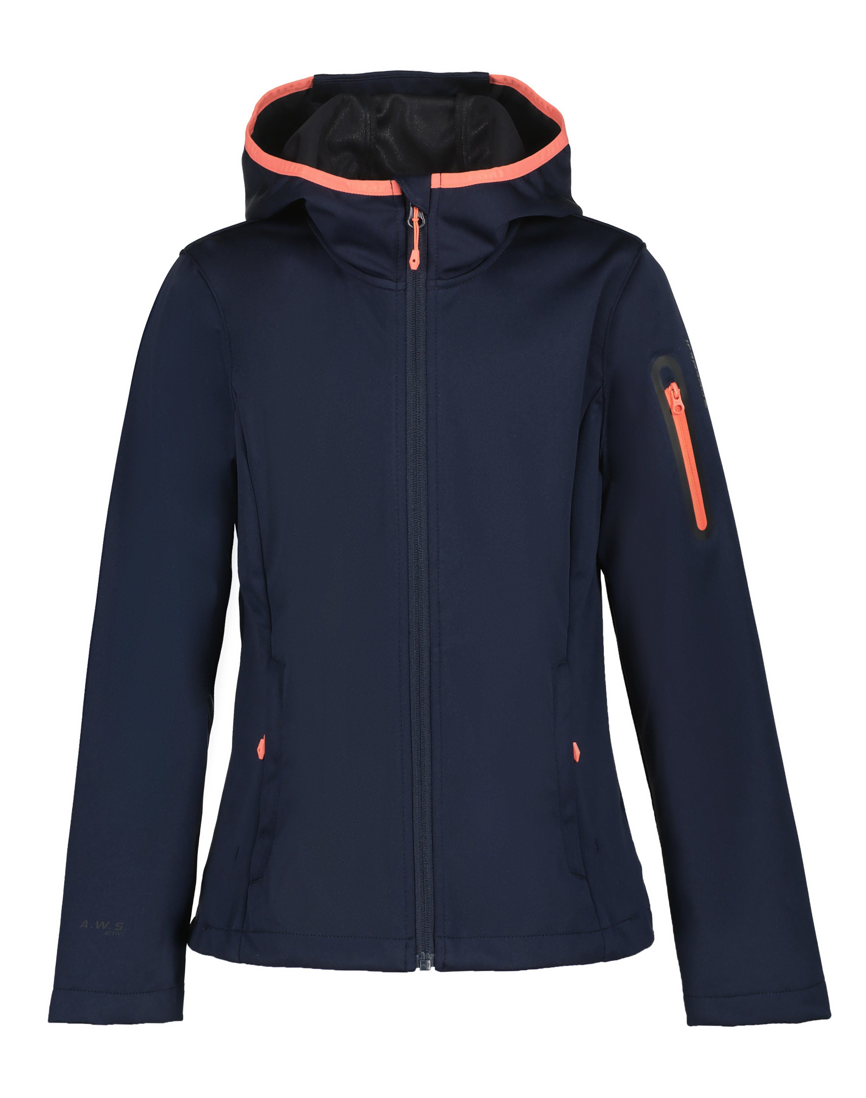 Icepeak softshell jack Kaneohe donkerblauw koraalroze Outdoor jas Meisjes Polyester Capuchon 140