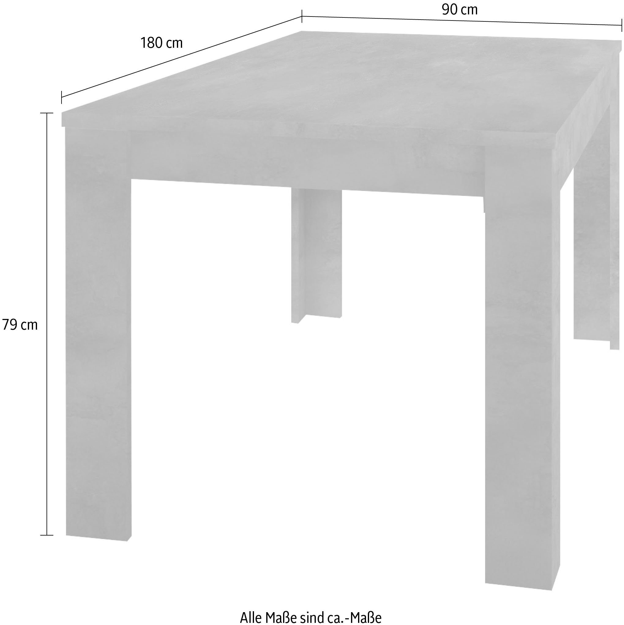 INOSIGN Eettafel Dama 180 x 90 cm, keukentafel, eettafel rechthoekig, tafelblad dikte 22 mm, verschillende kleuren