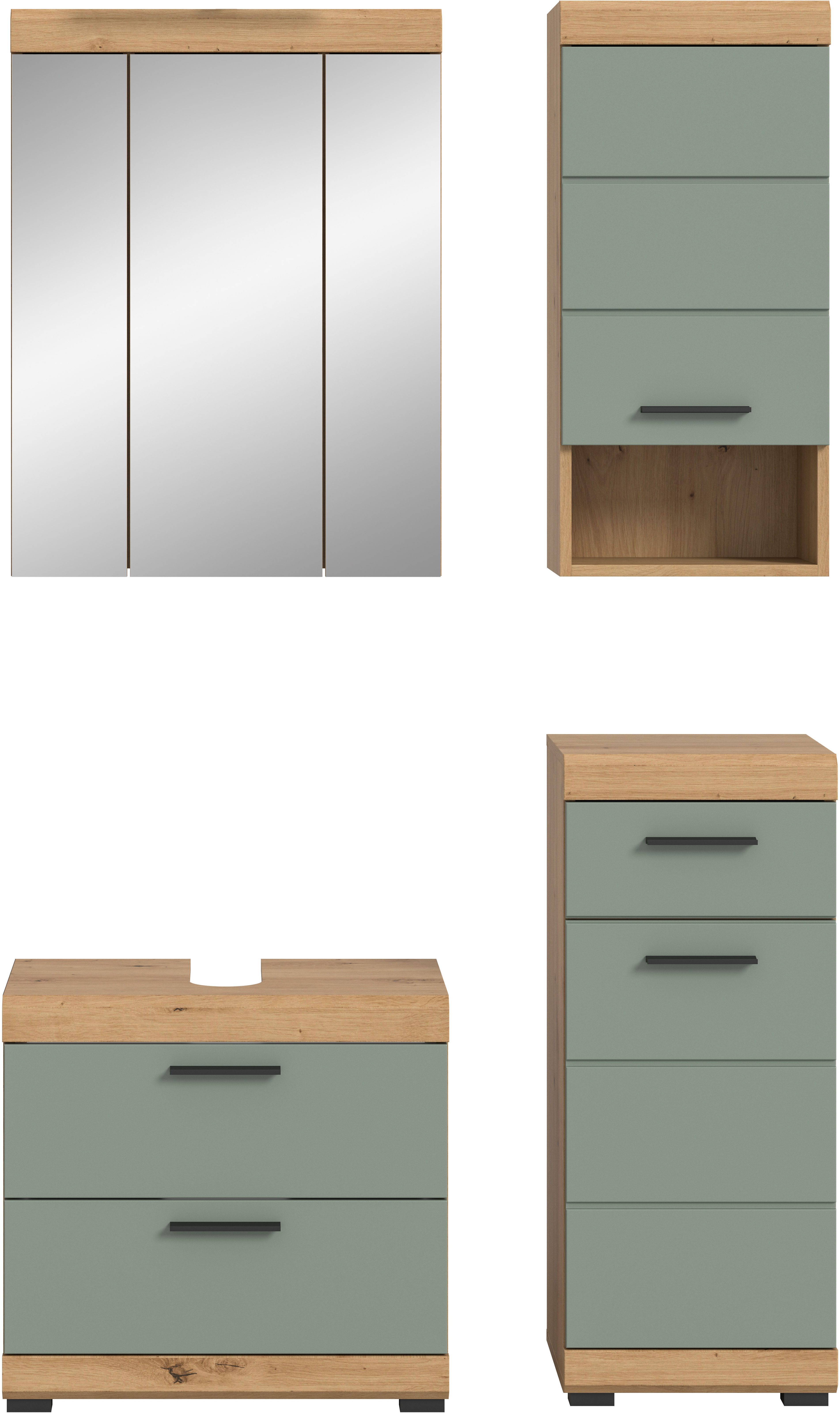 INOSIGN Badkamerserie Siena, 4-delig, bestaande uit: Wastafelonderkast, Spiegelkast, Onderkast, Hankast (set, 4-delig)
