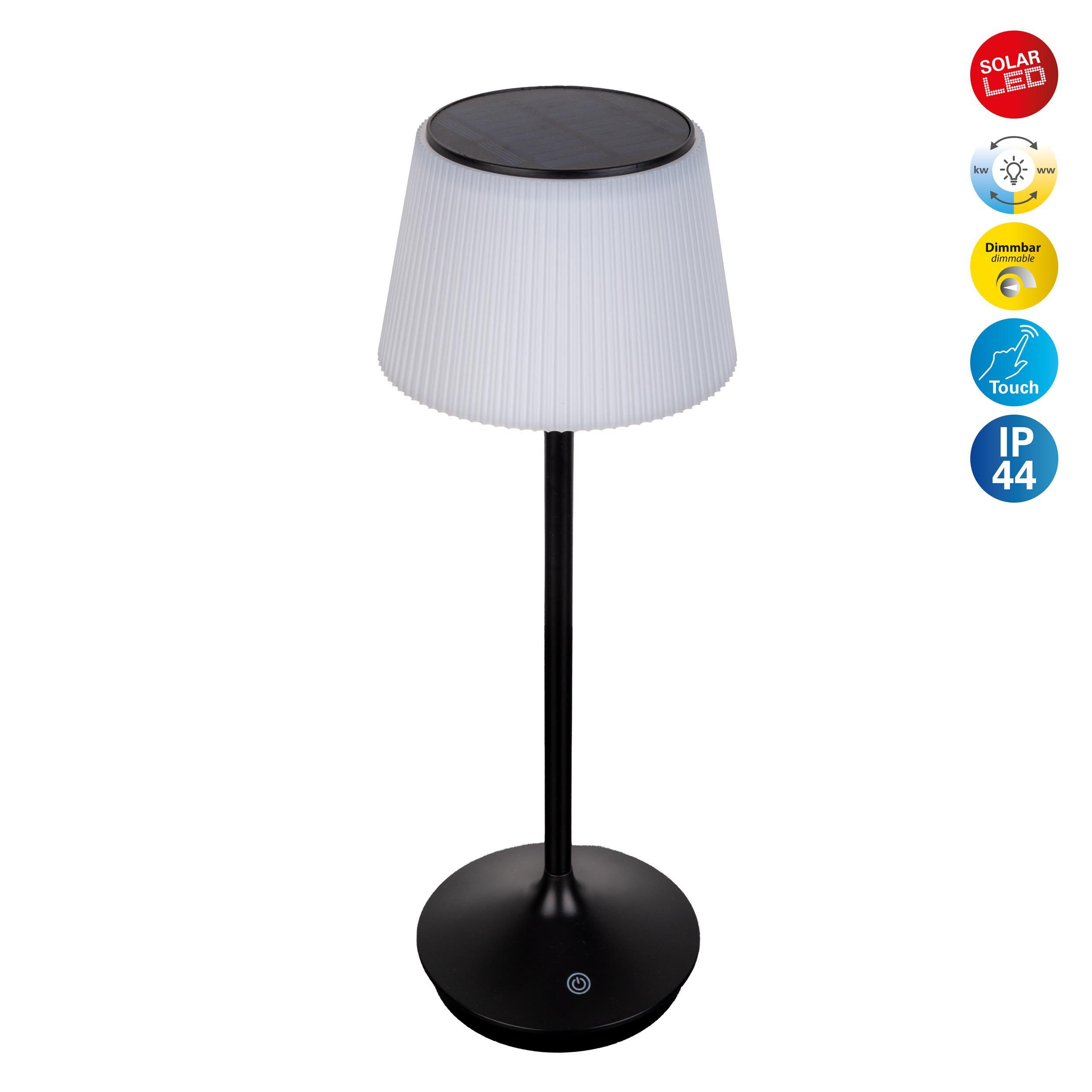 näve Led-tafellamp Zonne-lamp / acculamp "EMMI" Zonne-energie, accubedrijf, CCT, aanraaksensor, accutafellamp (1 stuk) tafellampen zwart