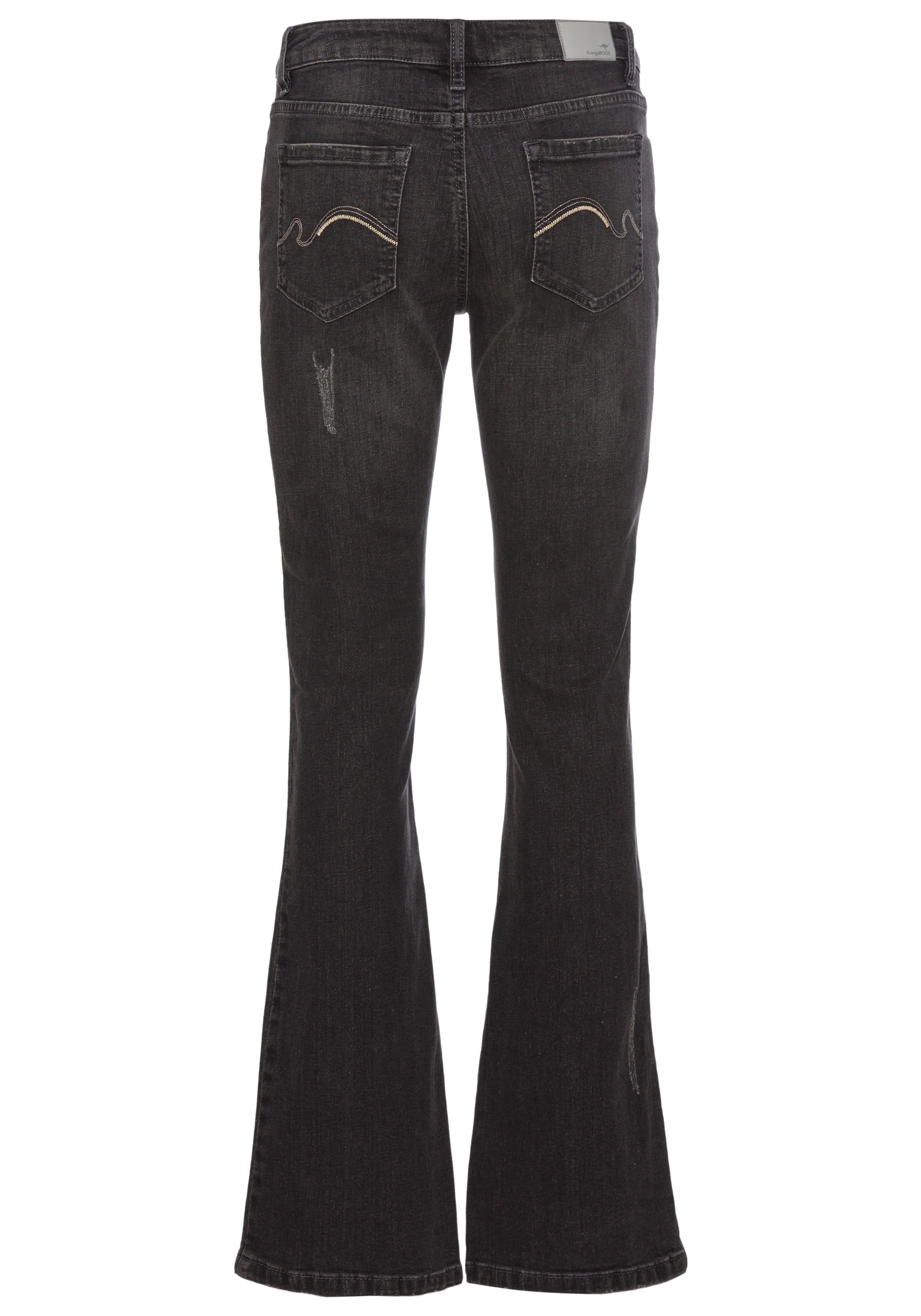 KangaROOS 5-pocket jeans uitlopende pijp used-wassing normale taillehoogte