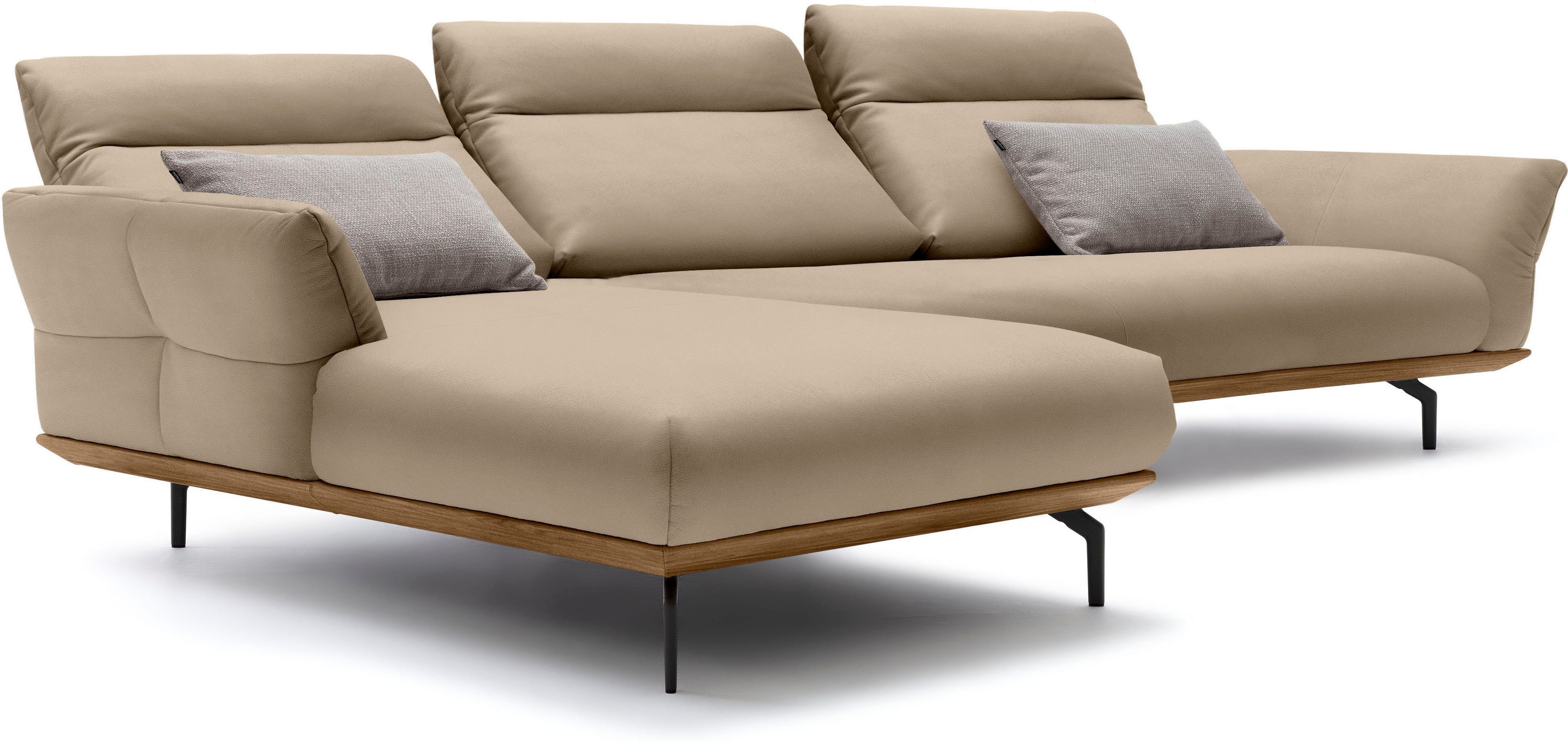 Creation BY ROLF BENZ Hoekbank Hs.460 Sokkel in walnotenhout, onderstel in umbra grijs, breedte 338 cm