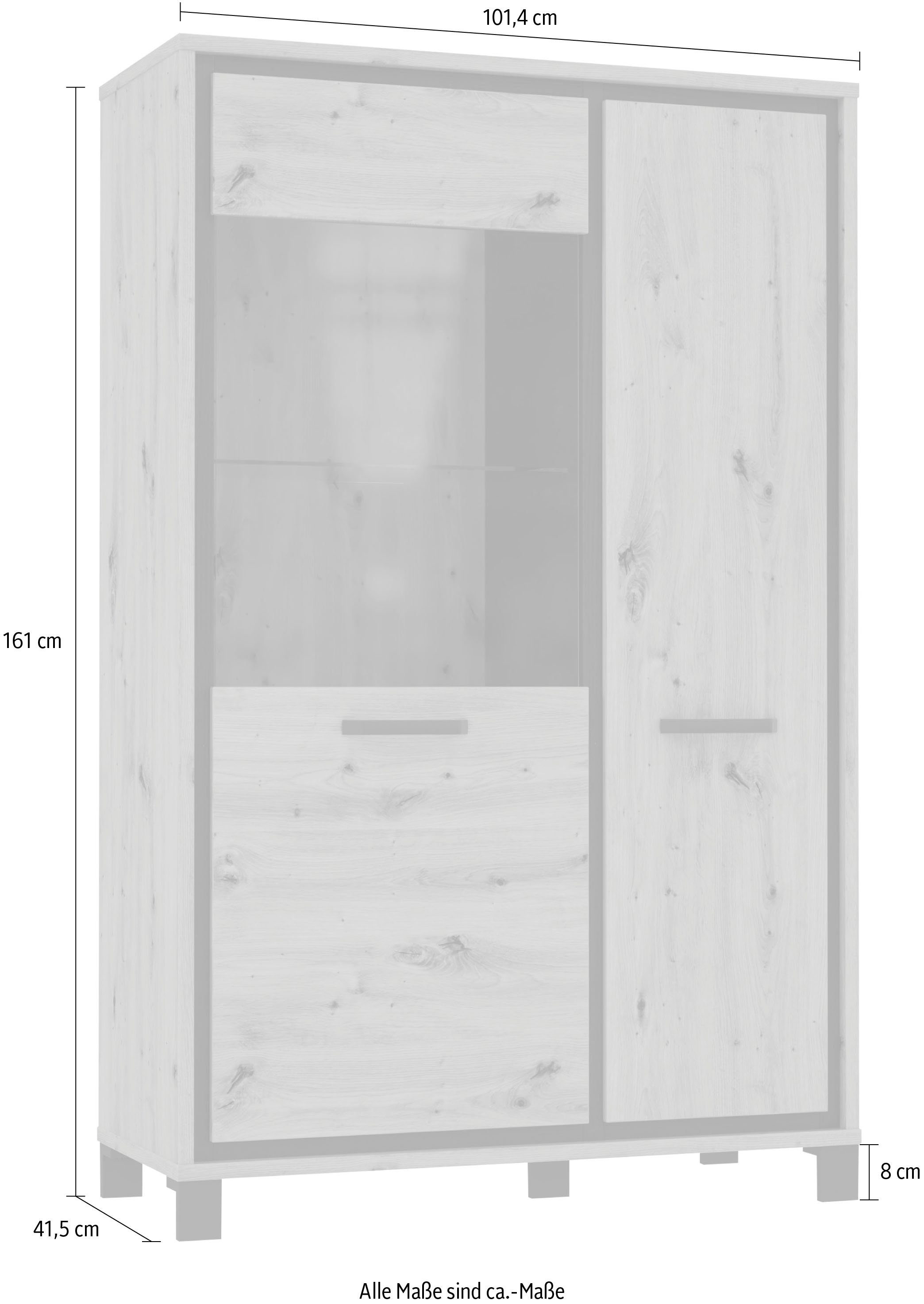 FORTE Vitrinekast Trondheim Hoogte 161 cm