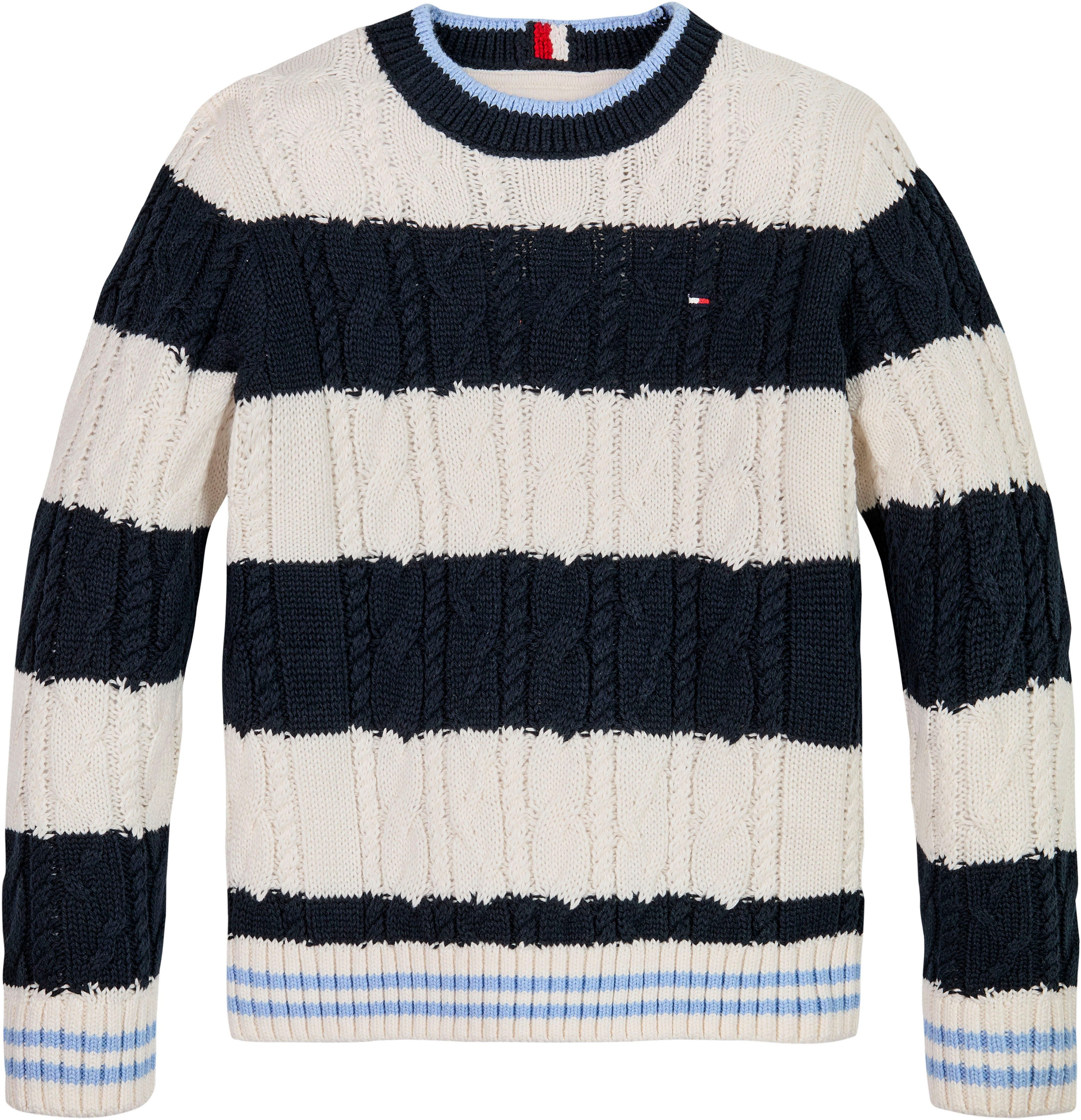 Tommy Hilfiger Gebreide trui COLORBLOCK CABLE REGULAR SWEATER Kinderen tot 16 jaar met logostiksel