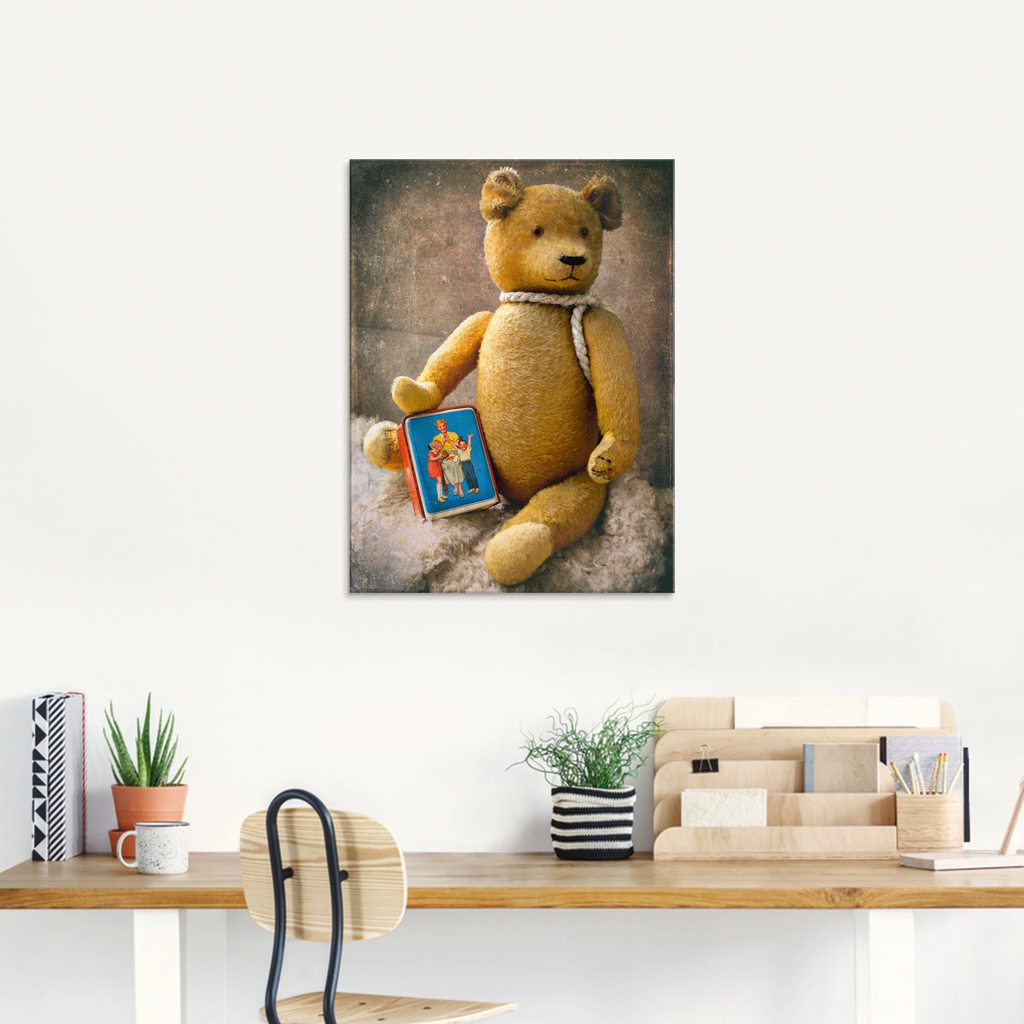 Artland Print op glas Teddybeer met spaarpot