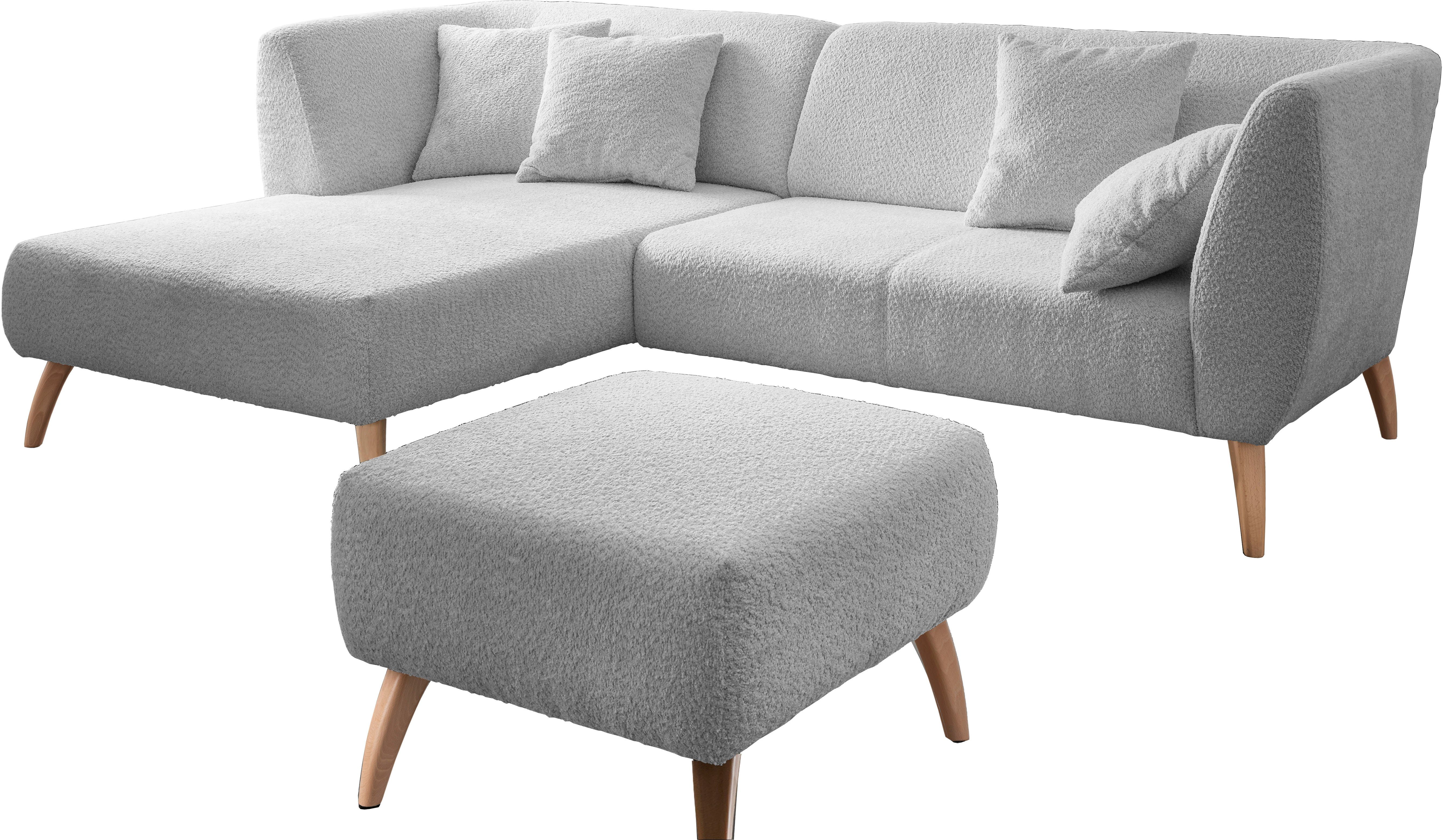 INOSIGN Hoekbank Colori L-vorm Houtkleur voetkeuze, inclusief 4x sierkussens