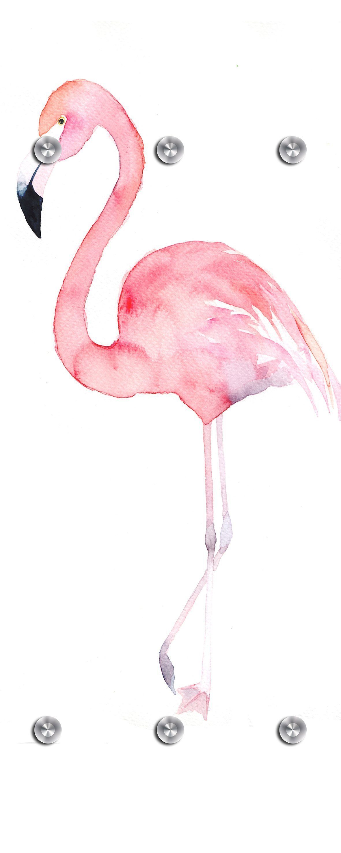 queence Kapstokpaneel Flamingo met 6 haken, 50 x 120 cm