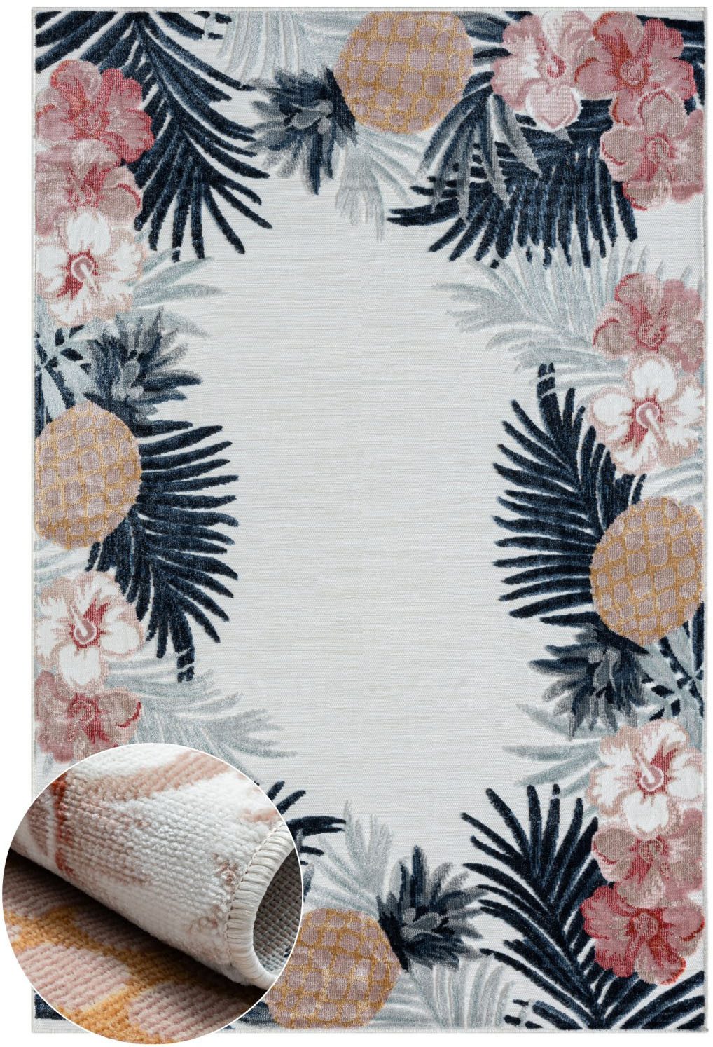 Myflair Möbel & Accessoires Vloerkleed Zonnig voorraadopruiming Bloemenmotief, met rand, geschikt voor buiten, balkon, terras