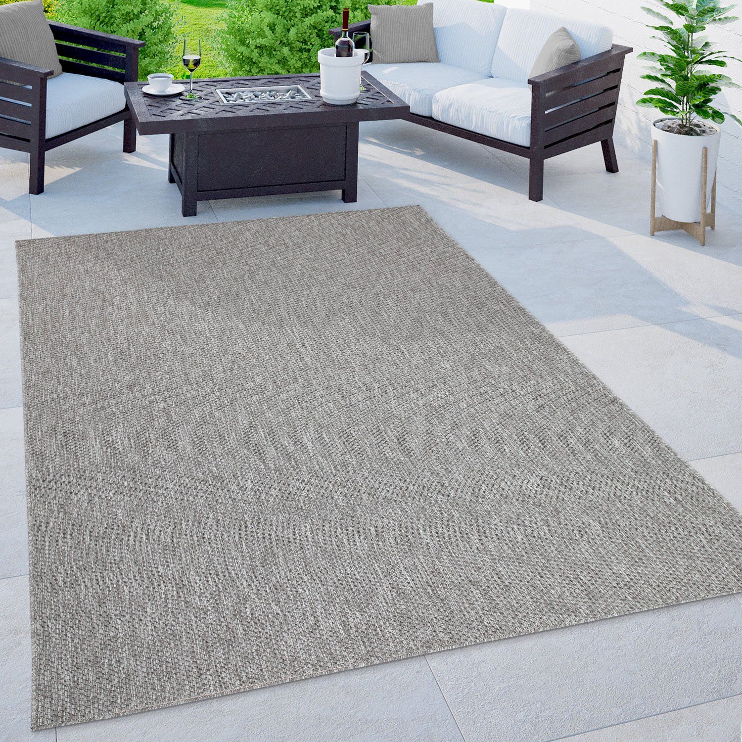 Bruno Banani Vloerkleed Venezia Geschikt voor binnen en buiten, sisal-look, weerbestendig & uv-bestendig moderne vloerkleden maat 240x340 cm grijs