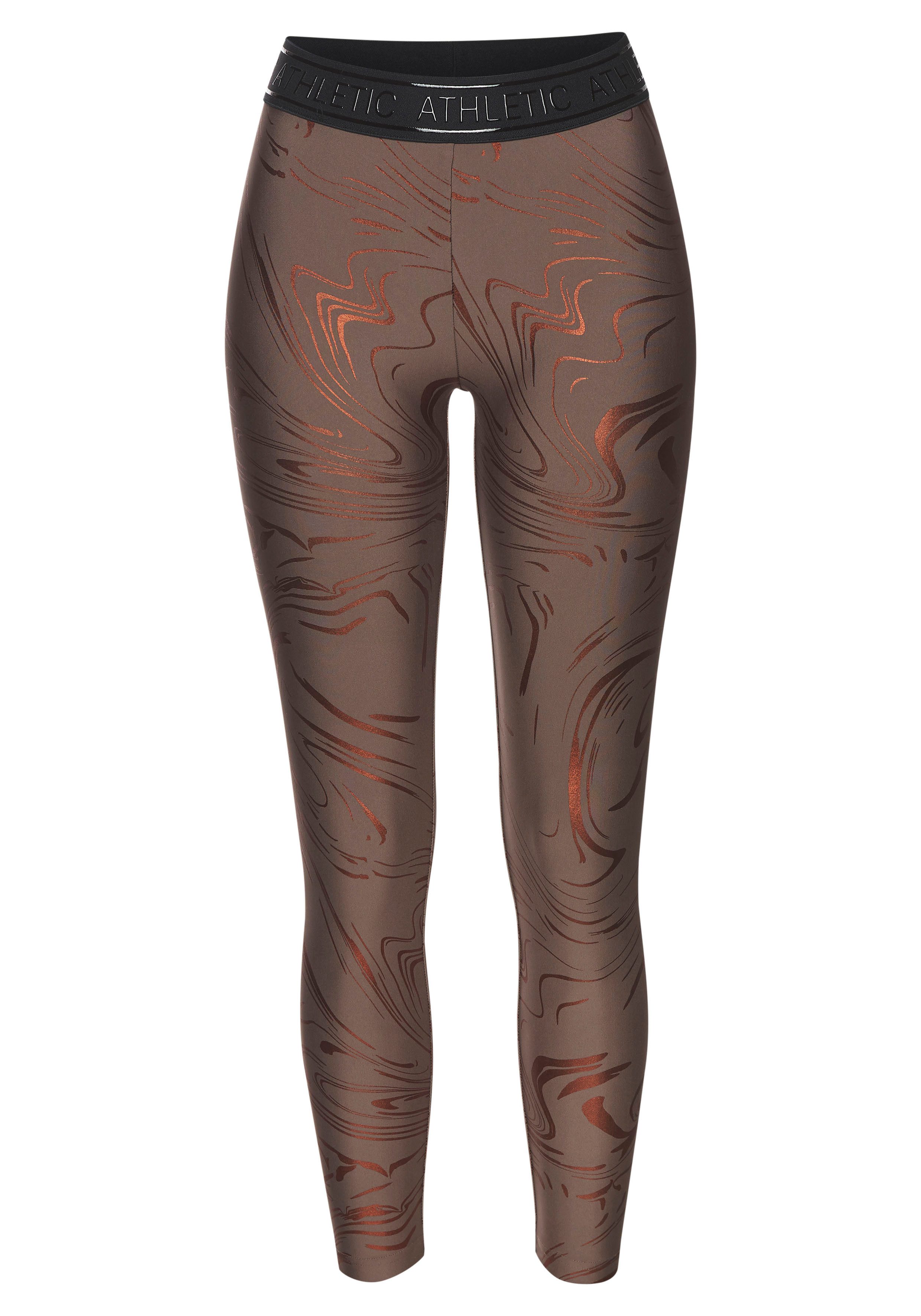 active by Lascana Functionele legging Sportleggings met glanzende print en 3D-tekst