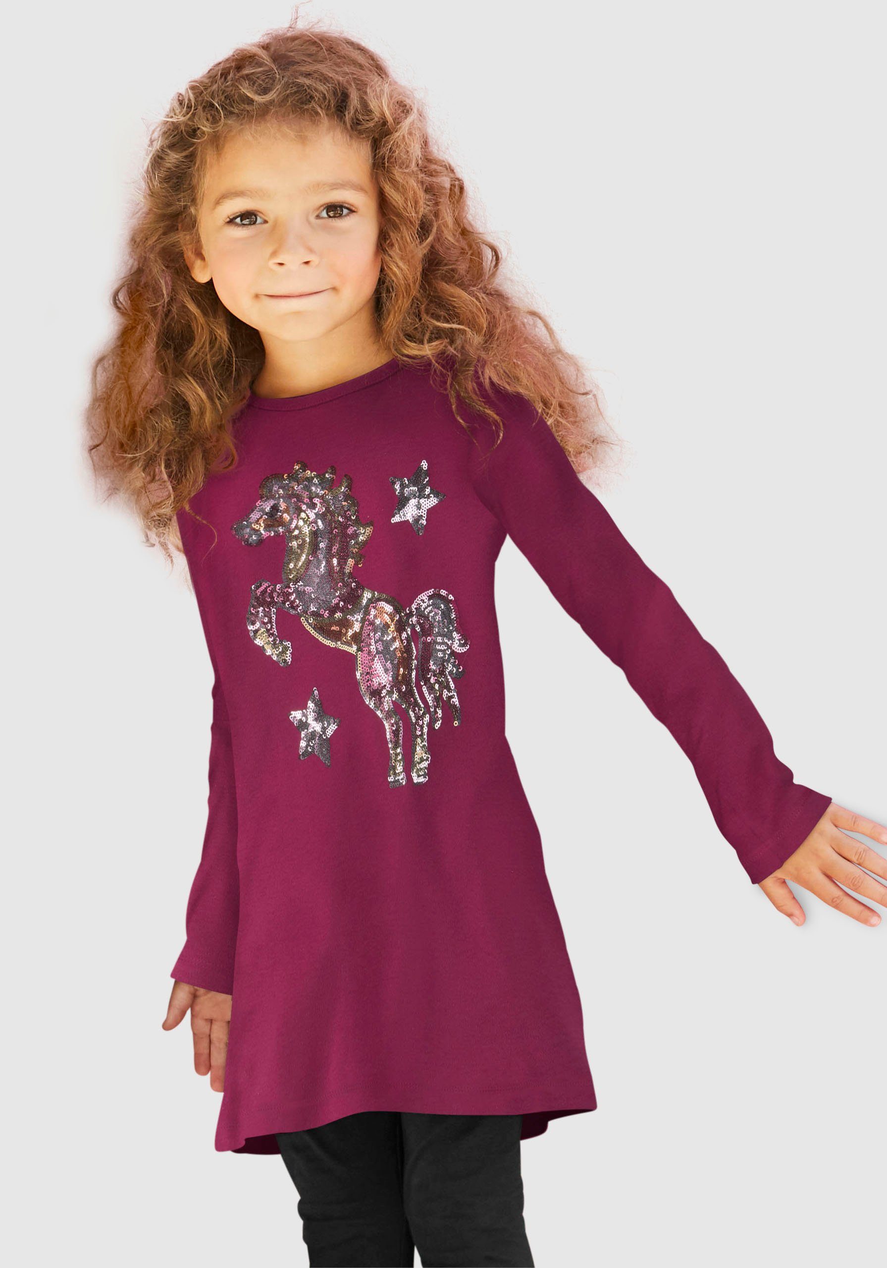 KIDSWORLD Shirt met lange mouwen Paard Lange mouwen, uitlopende snit, bedrukt, ronde hals