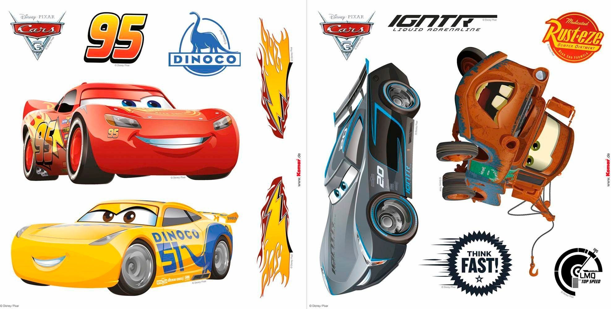 Komar Raamdecoratie Cars3 31x31 cm (breedte x hoogte), zelfklevend raamdecoratie multicolor