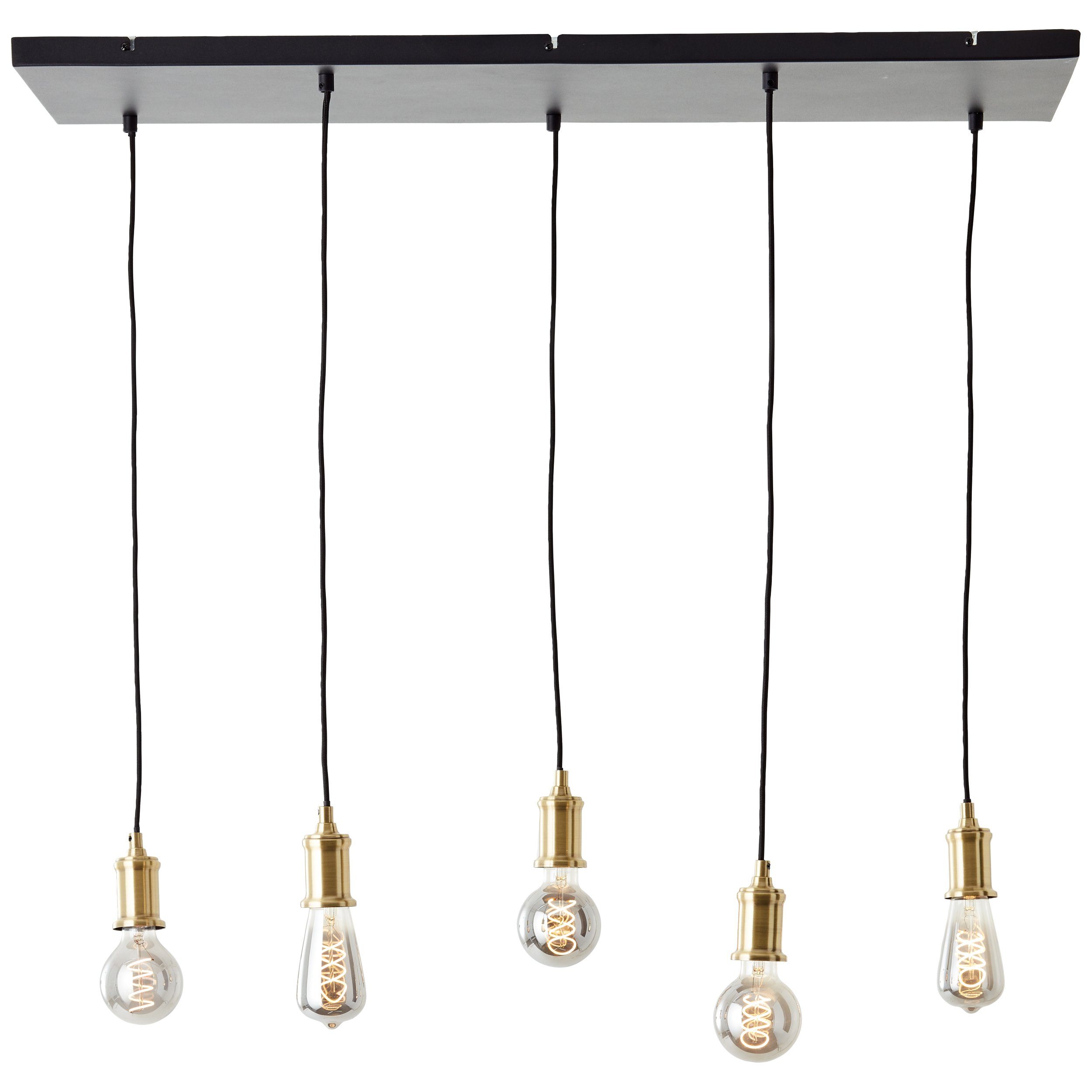 Brilliant Leuchten Hanglamp Darcia 133 x 35 x 95 cm, 5 x e27, inkortbaar, metaal, messingkleurig/zwart (1 stuk)