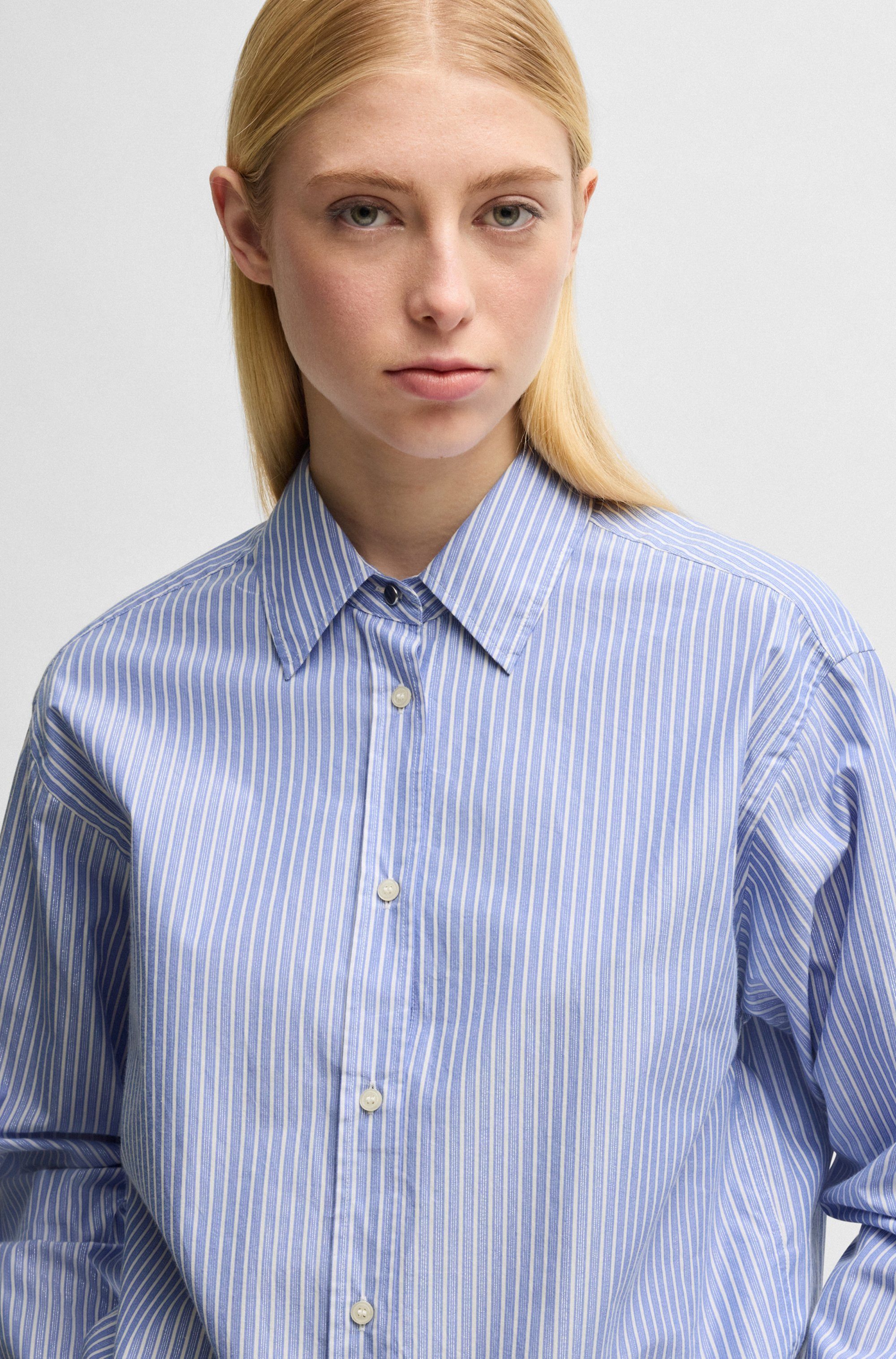 Boss Orange Overhemdblouse Bostucci Premium Damesmode Popeline kwaliteit met glitterdraad